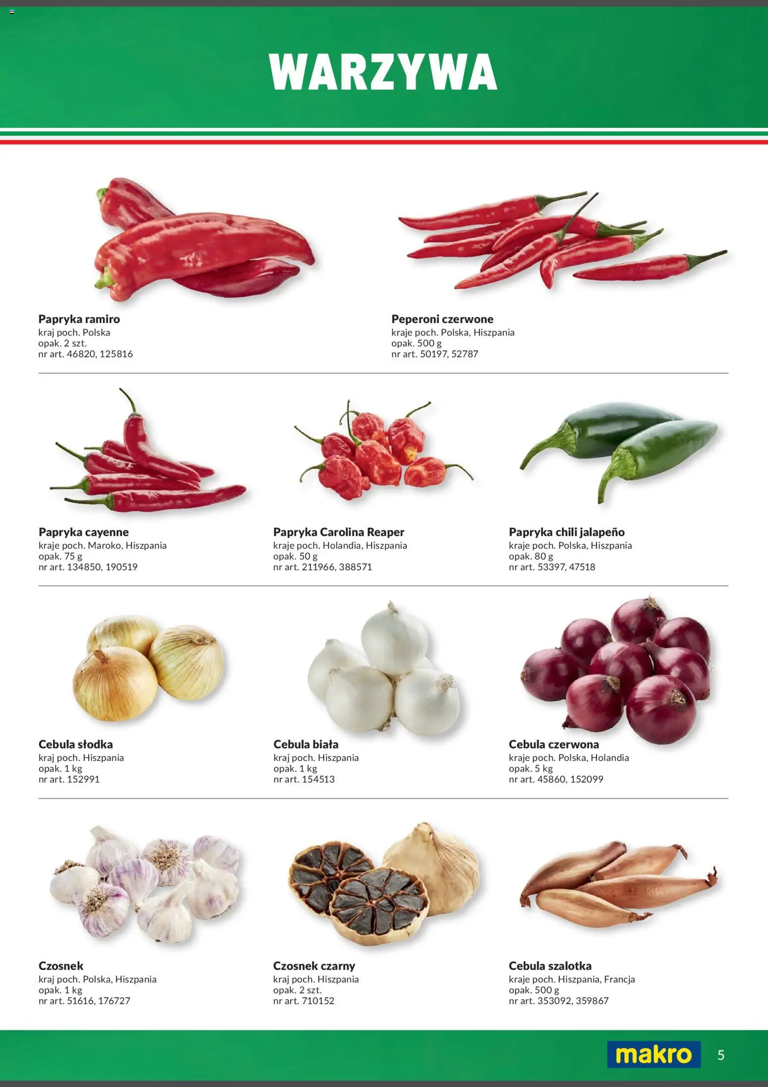 Makro Gazetka - Italia od 01.02.2026 | Strona: 5 | Produkty: Cebula szalotka, Cebula, Papryka, Szalotka