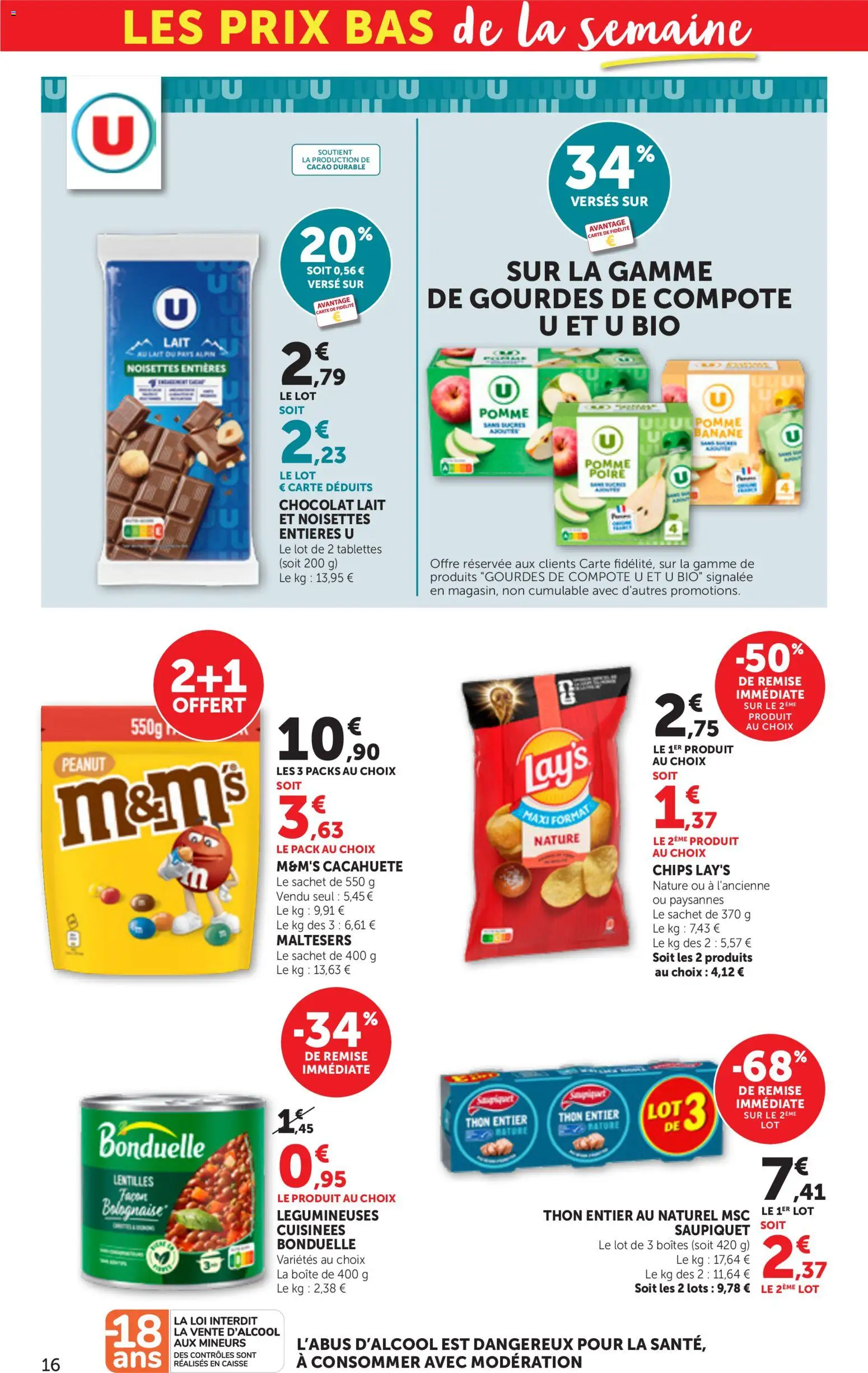 {H1} | Page: 16 | Produits: Pomme, Lait, M&M's, Chocolat