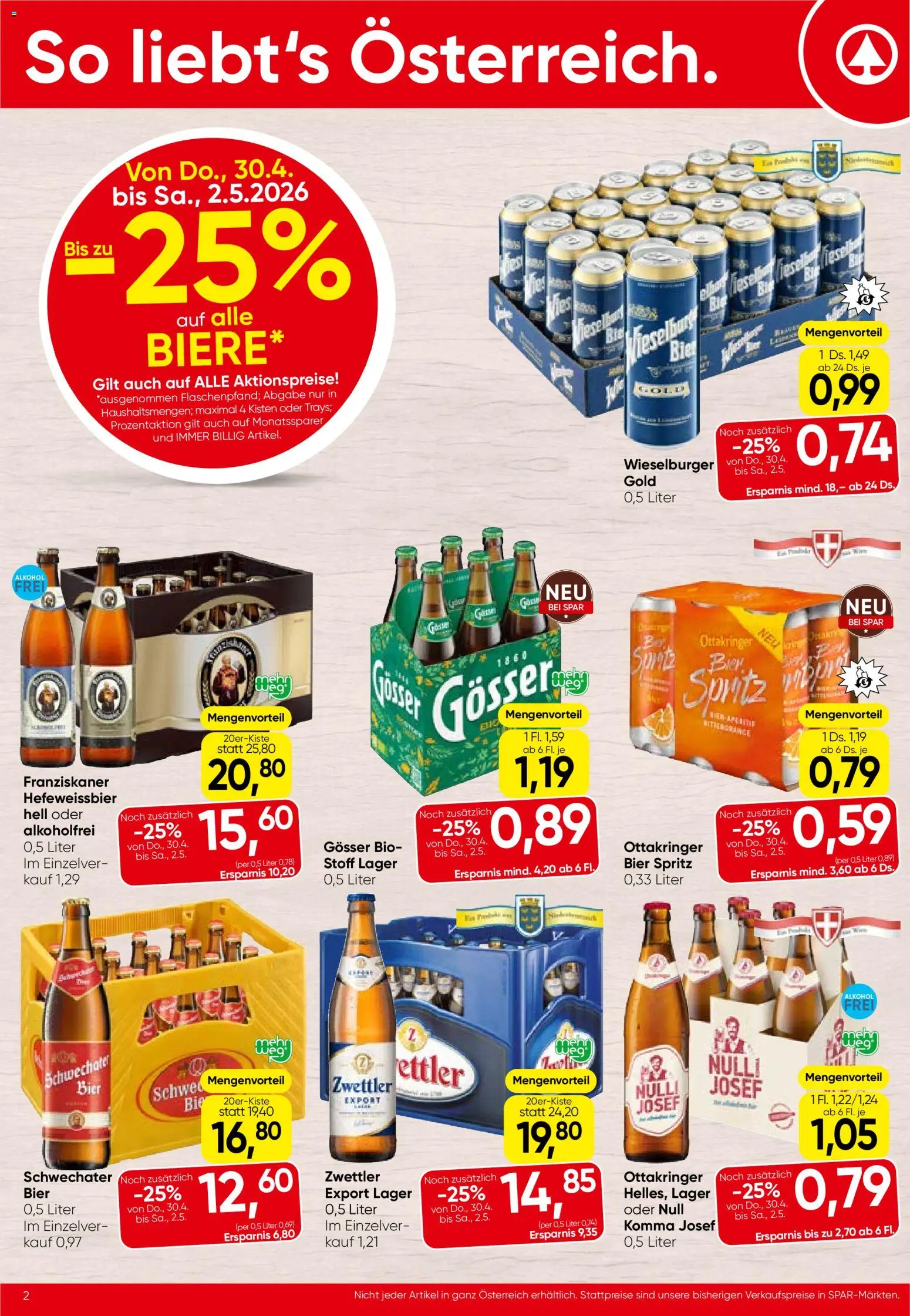 Spar Flugblatt - Burgenland gültig ab 30.04.2026 | Seite: 2 | Produkte: Bier