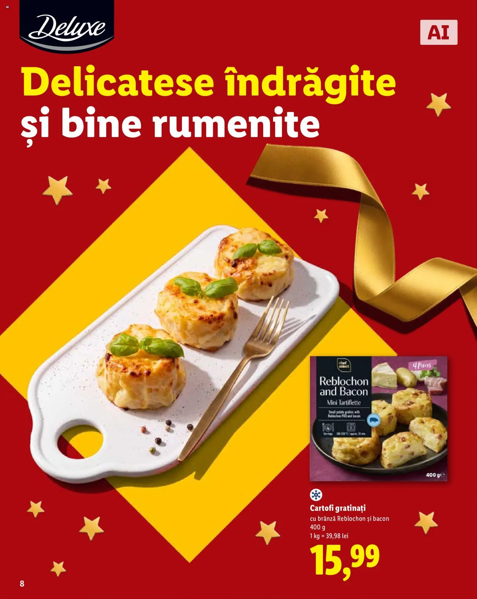 Noul catalog Lidl – valabil de la 19.10.2026 | Pagină: 8 | Produse: Bacon, Brânză, Cartofi, Deluxe