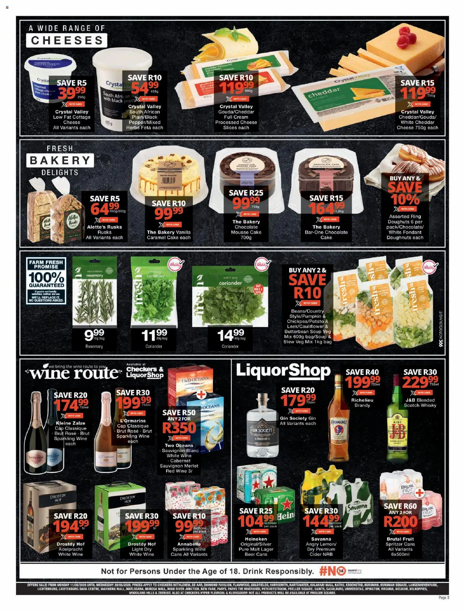 New Checkers catalogue – valid from 11.05.2026 | Page: 3 | Products: Cake, Cheese, Cream, Herbs
