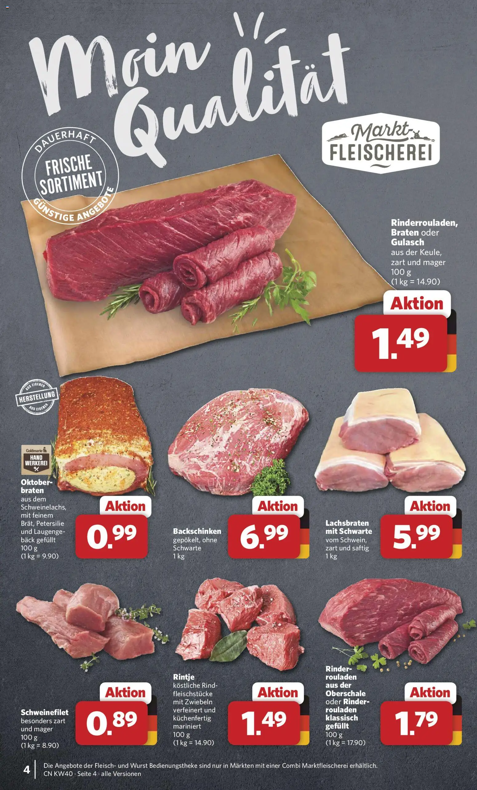 Combi Prospekt – gültig ab 28.09.2026 | Seite: 4 | Produkte: Schweinefilet, Zwiebeln, Gulasch, Fleisch