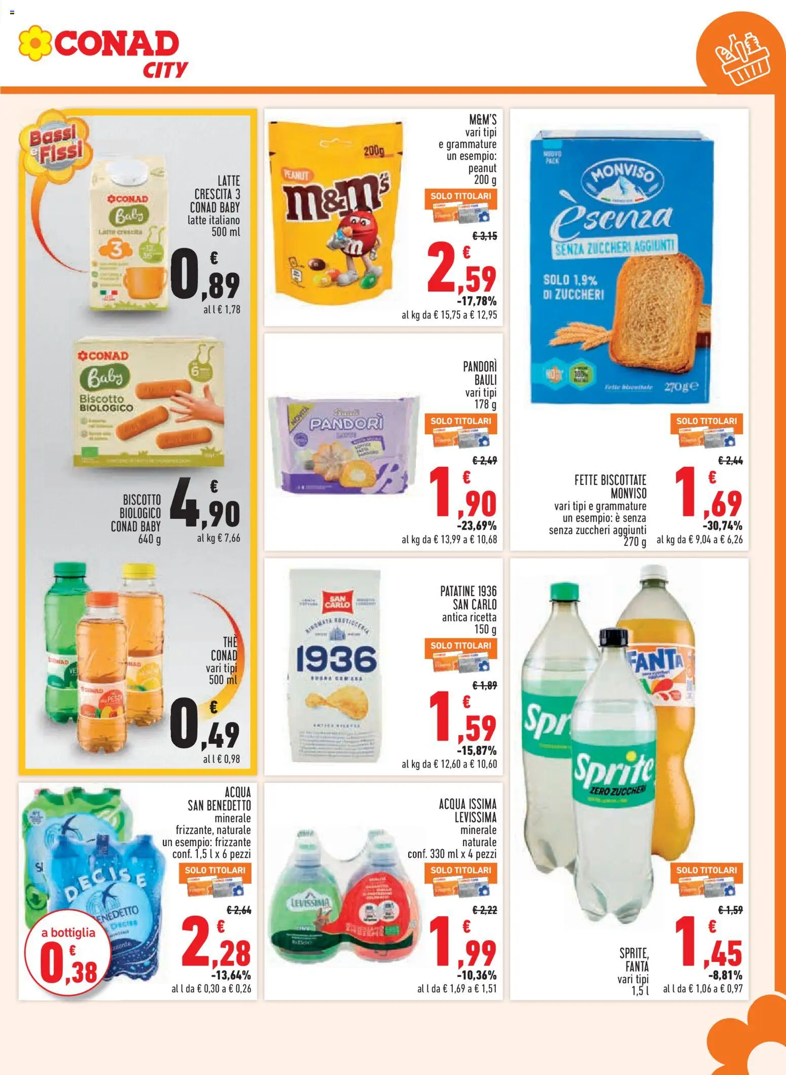 Volantino Conad del 09/09/2026 | Pagina: 15 | Prodotti: Patatine, Fette biscottate, Bottiglia, Sprite