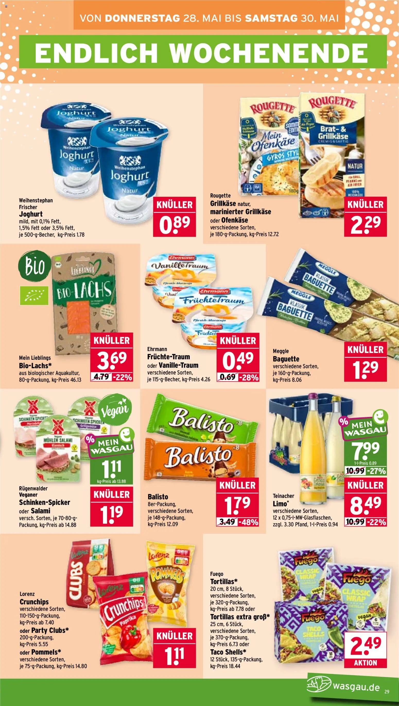 Wasgau Prospekt – gültig ab 26.05.2026 | Seite: 29 | Produkte: Joghurt, Gyros, Lachs, Schinken