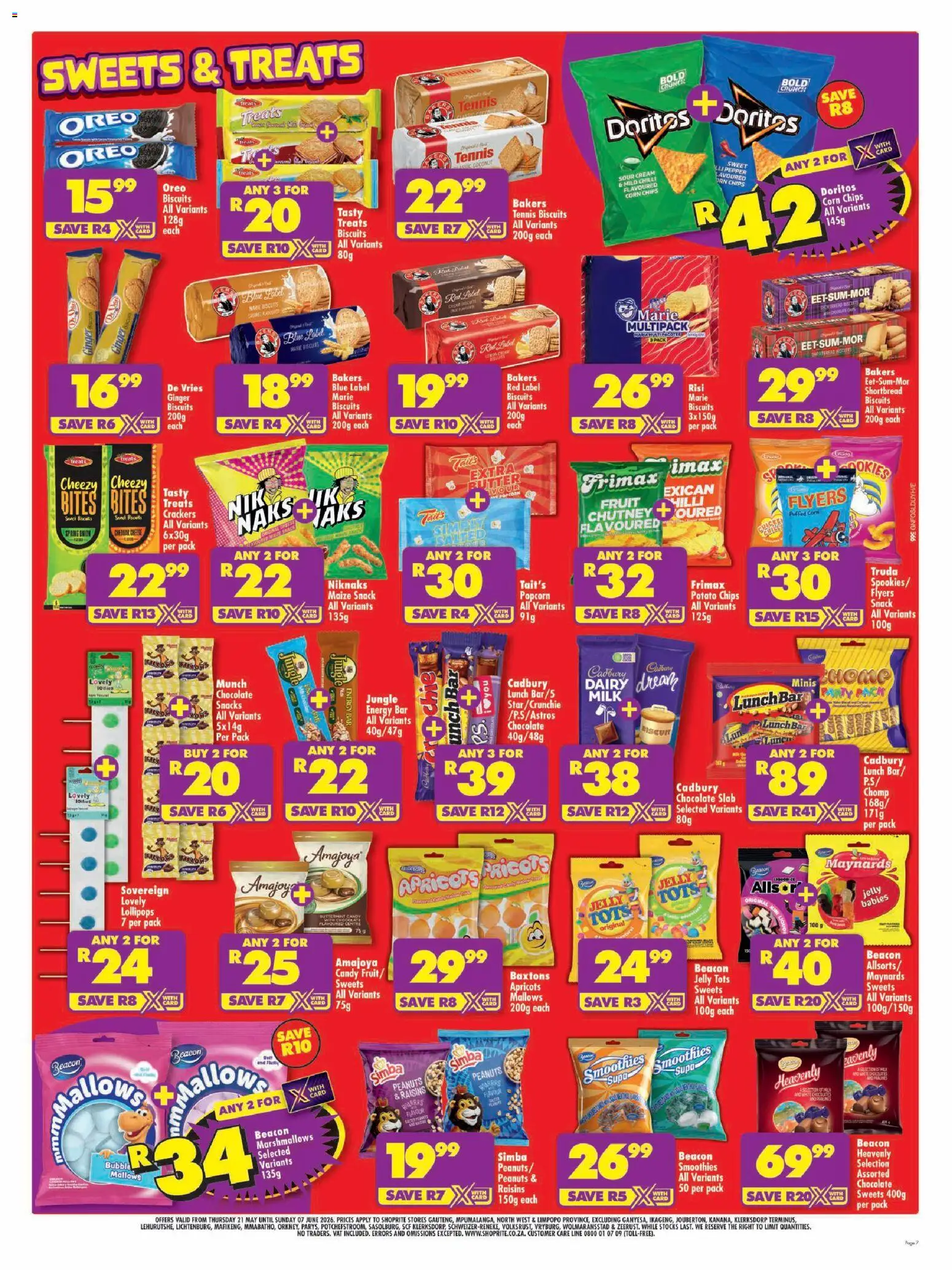 New Shoprite catalogue – valid from 21.05.2026 | Page: 7 | Products: Sweets, Chocolate, Chicken, Sour cream