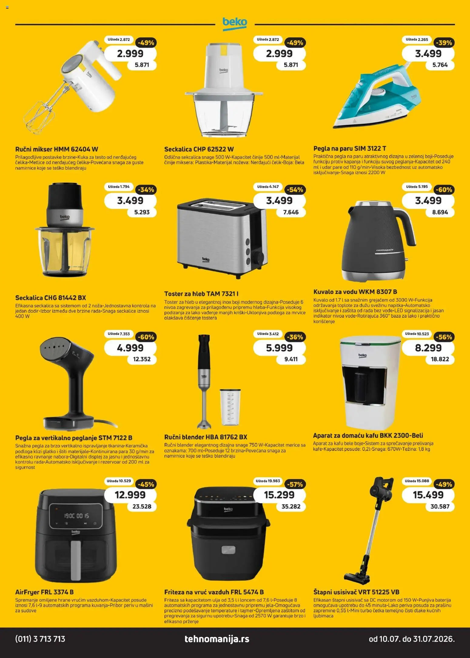 Tehnomanija katalog - važi od 10.07.2026 | Strana: 7 | Proizvode: Pegla, Friteza, Baterija, Blender
