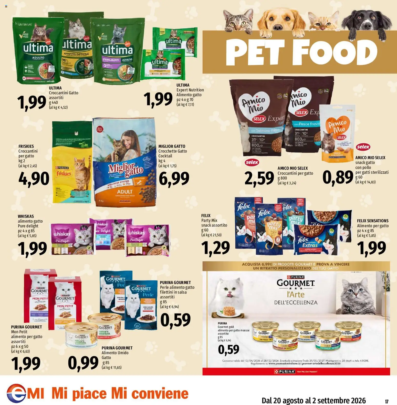 Volantino EMI del 20/08/2026 | Pagina: 17 | Prodotti: Pesce, Salsa, Crocchette, Crocchette gatto