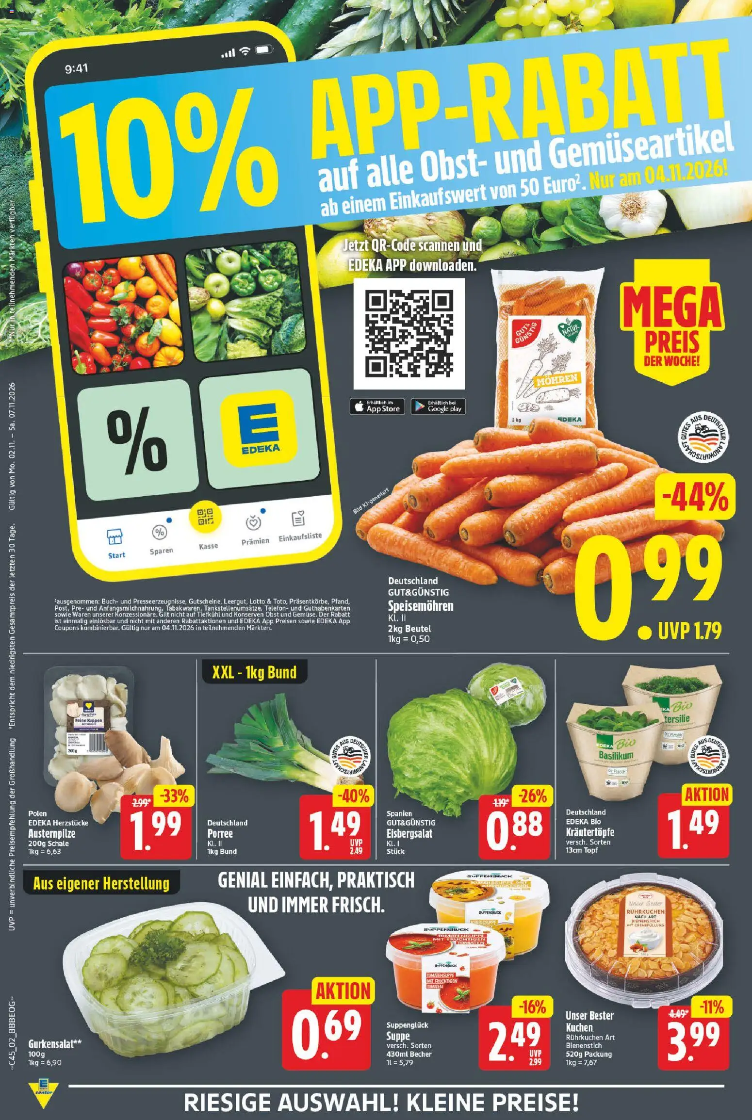 E center Prospekt – gültig ab 02.11.2026 | Seite: 2 | Produkte: Tomaten, Eisbergsalat, Obst, Telefon