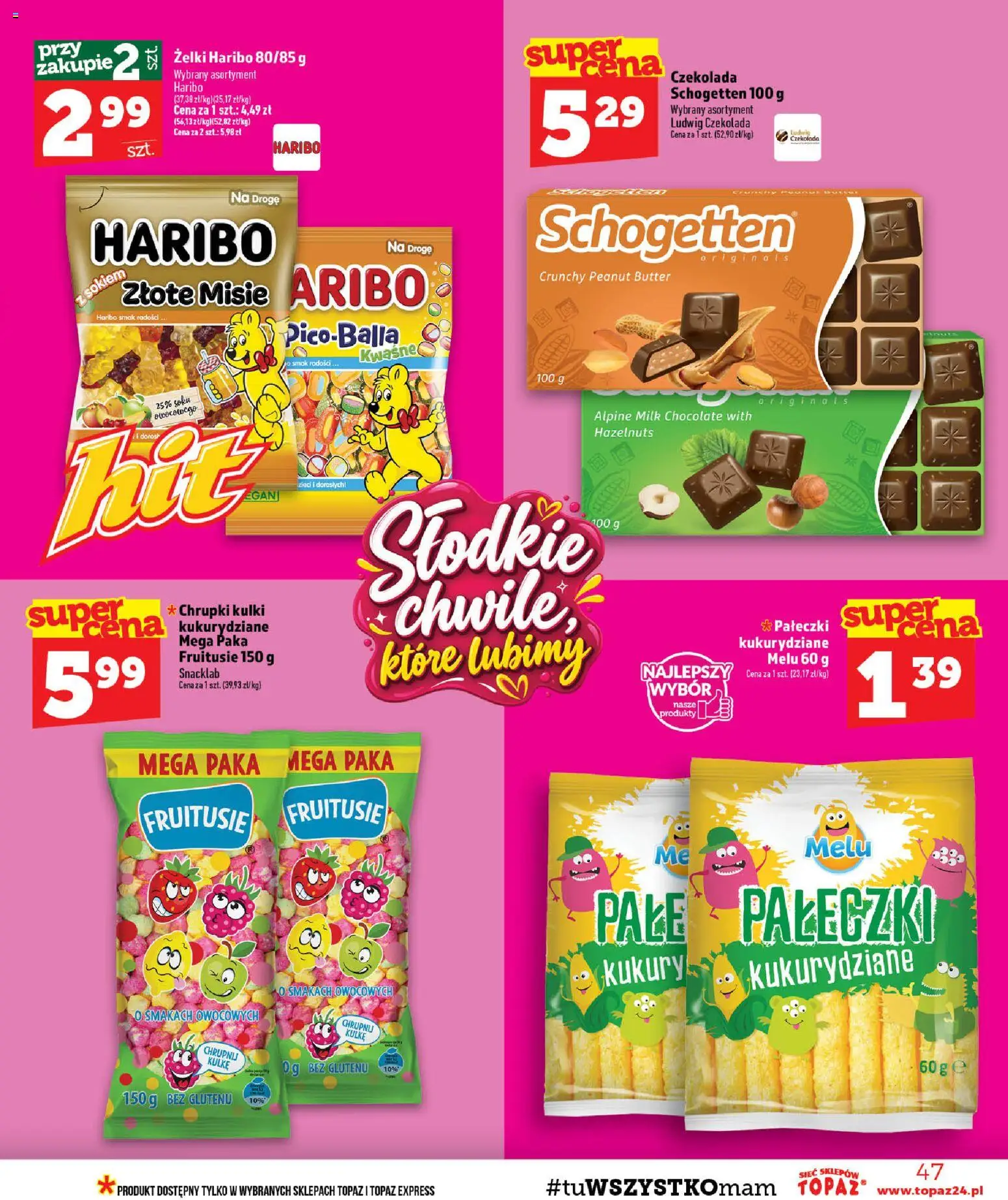 Topaz gazetka - MAZ od 29.10.2026 | Strona: 47 | Produkty: Żelki haribo, Chrupki, Żelki, Czekolada
