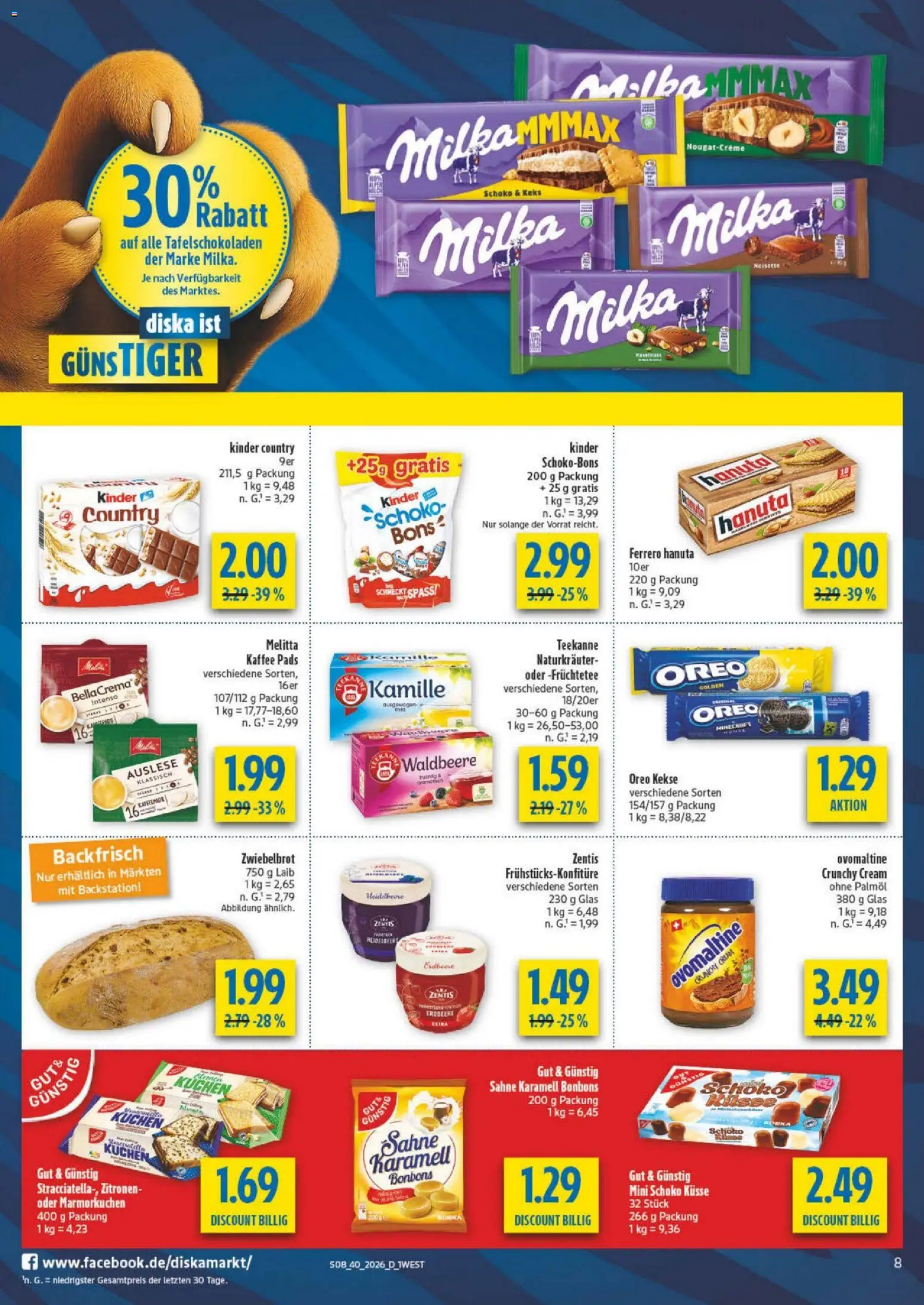 Diska Bayern – gültig ab 28.09.2026 | Seite: 8 | Produkte: Melitta, Kaffee, Teekanne, Sahne