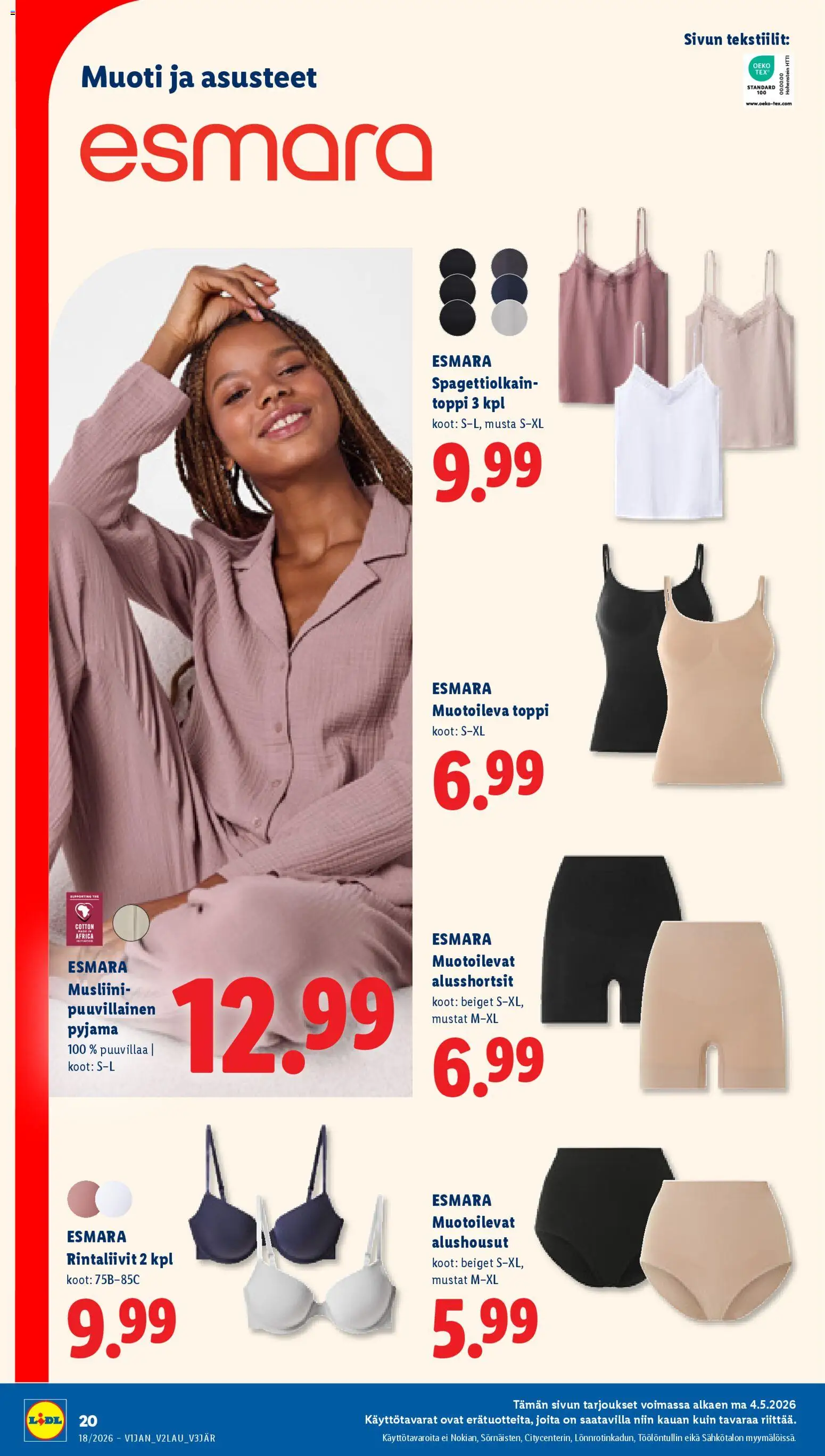 Lidl tarjoukset - Helsinki – voimassa 29.04.2026 alkaen | Sivu: 26 | Tuotteet: Toppi, Rintaliivit, Pyjama, Alushousut