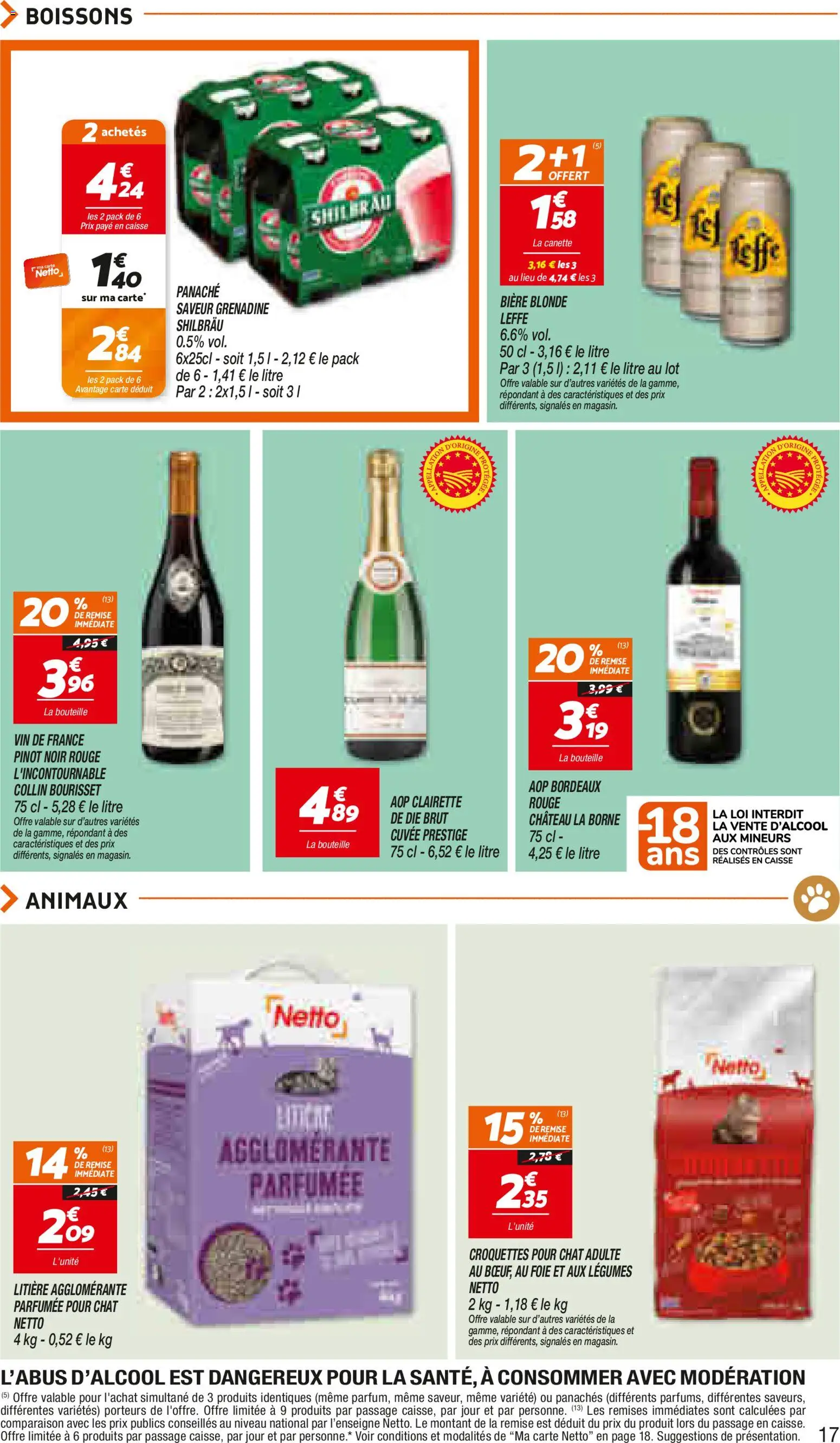 {H1} | Page: 17 | Produits: Litière agglomérante, Bière blonde, Bière, Croquettes pour chat
