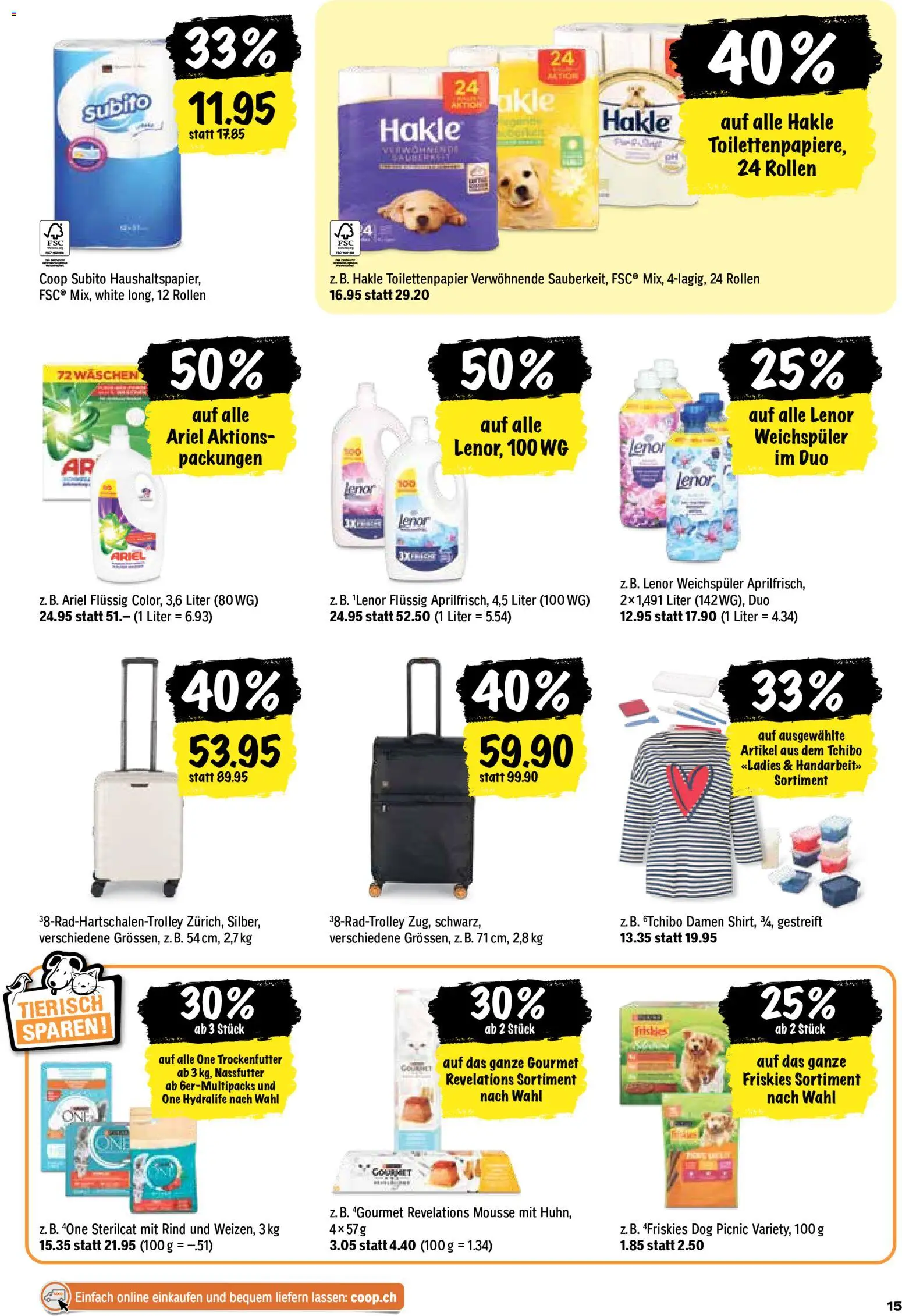 Coop aktionen – gültig ab 27.08.2026 | Seite: 15 | Produkte: Weichspüler, Shirt, Toilettenpapier