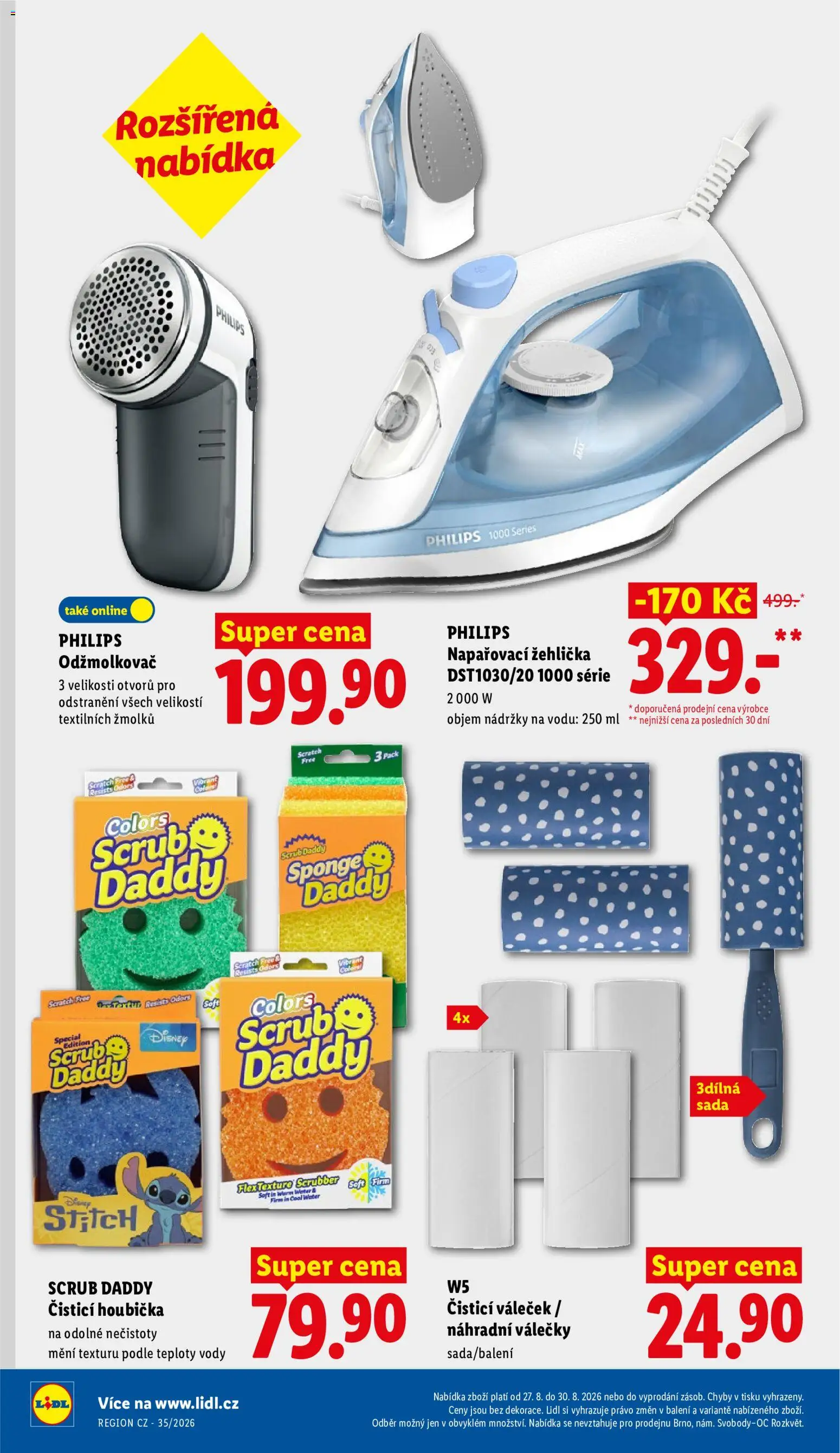 Lidl leták - Spotřební zboží od 24.08.2026 | Strana: 28 | Produkty: Houbička, Odžmolkovač, Napařovací žehlička, W5