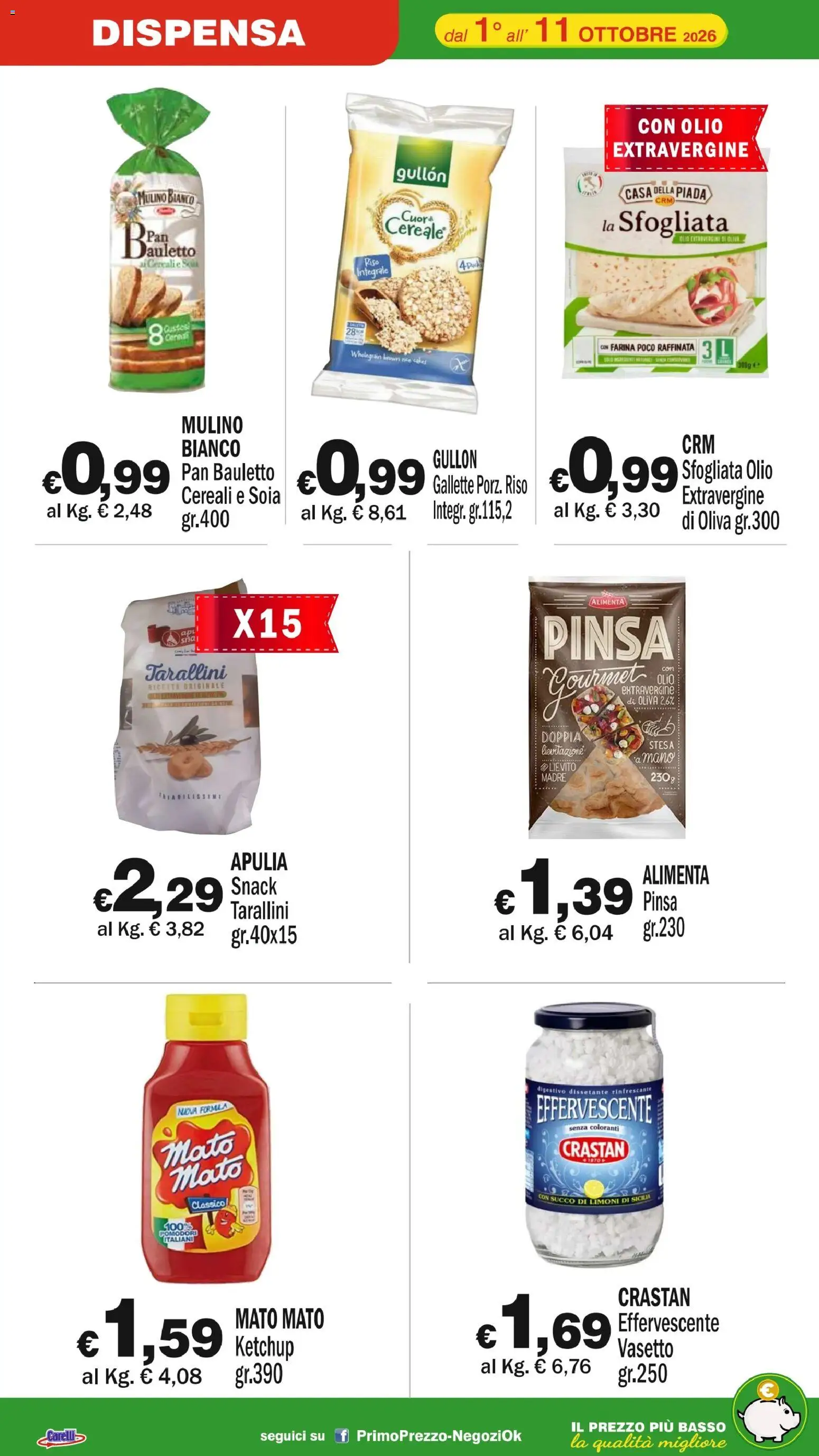 Volantino Primo Prezzo del 01/10/2026 | Pagina: 14 | Prodotti: Farina, Pomodori, Basso, Lievito