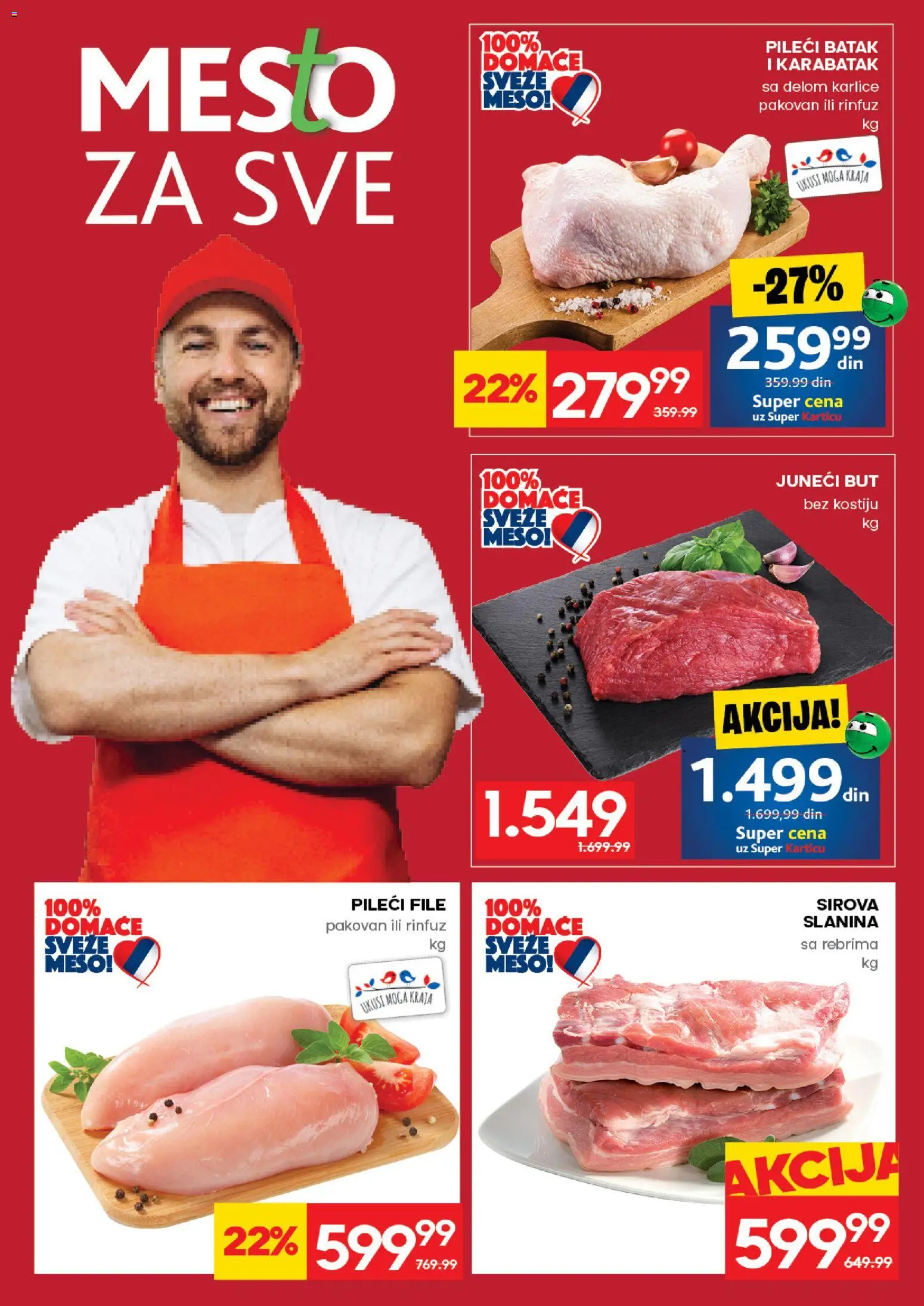 Idea katalog - važi od 04.06.2026 | Strana: 4 | Proizvode: Juneći but, Pileći file, Pileći batak, Slanina