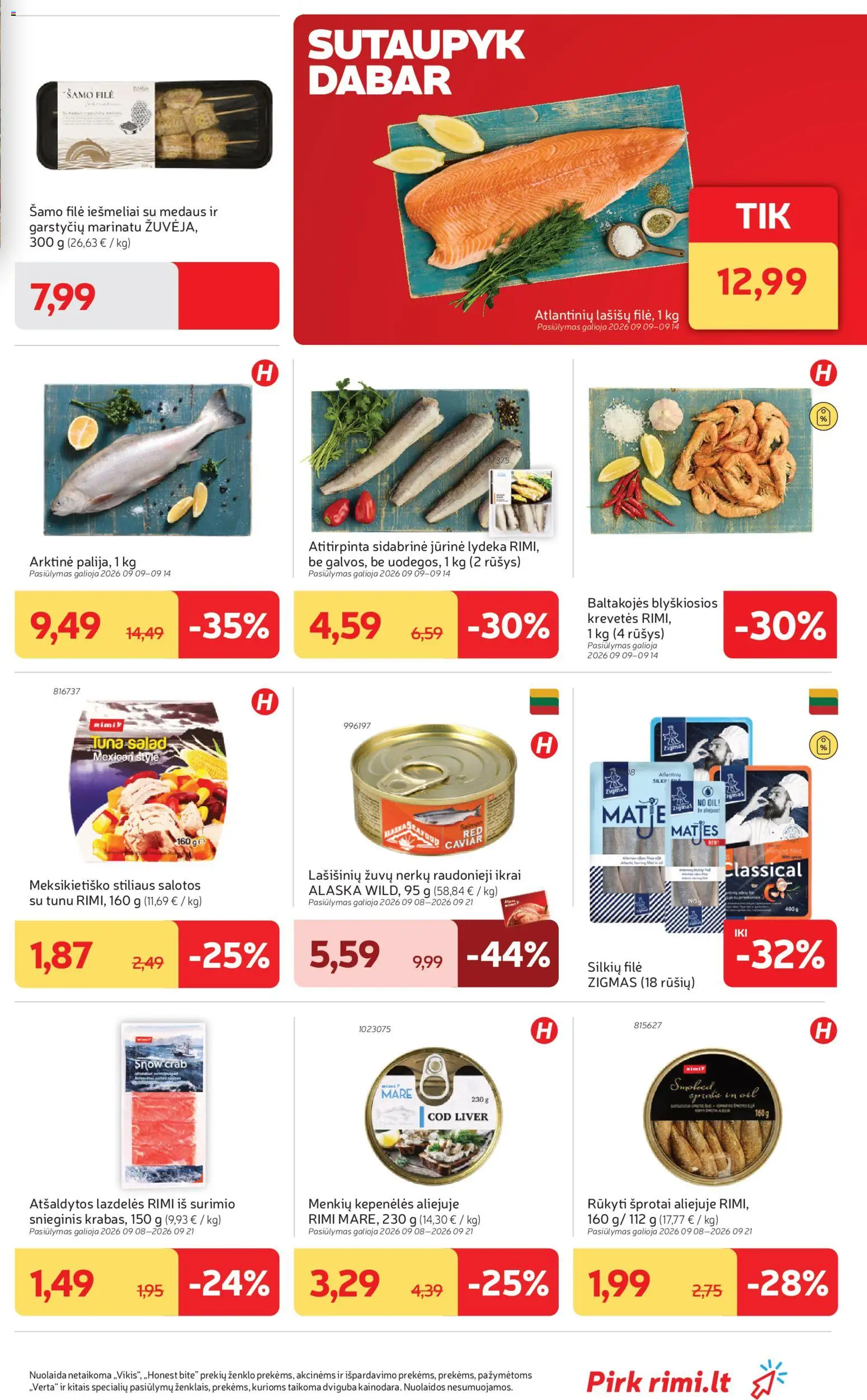 Rimi akcijos nuo 2026.09.08 | Puslapis: 11 | Prekių: Salotos, Ikrai