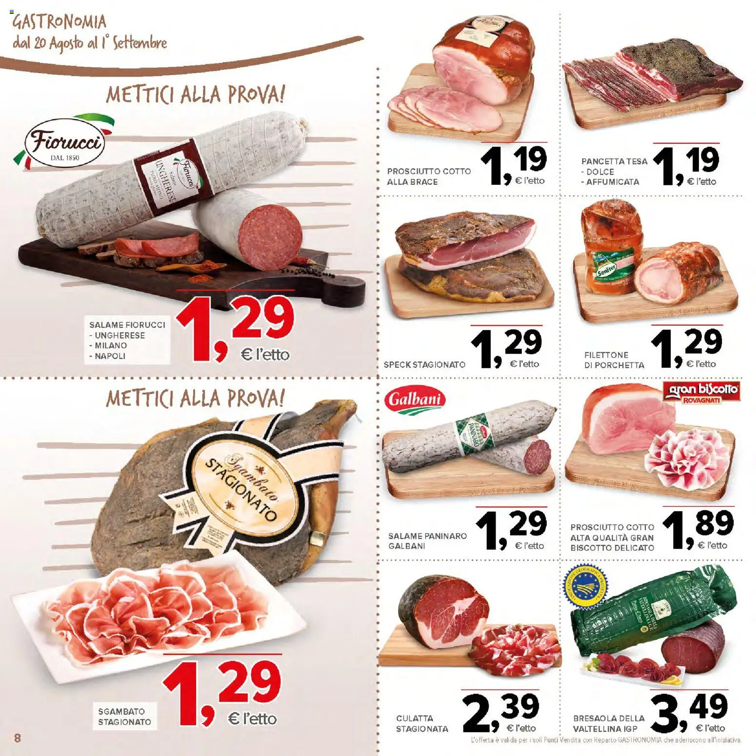 Volantino Todis del 20/08/2026 | Pagina: 8 | Prodotti: Speck, Salame, Bresaola, Pancetta