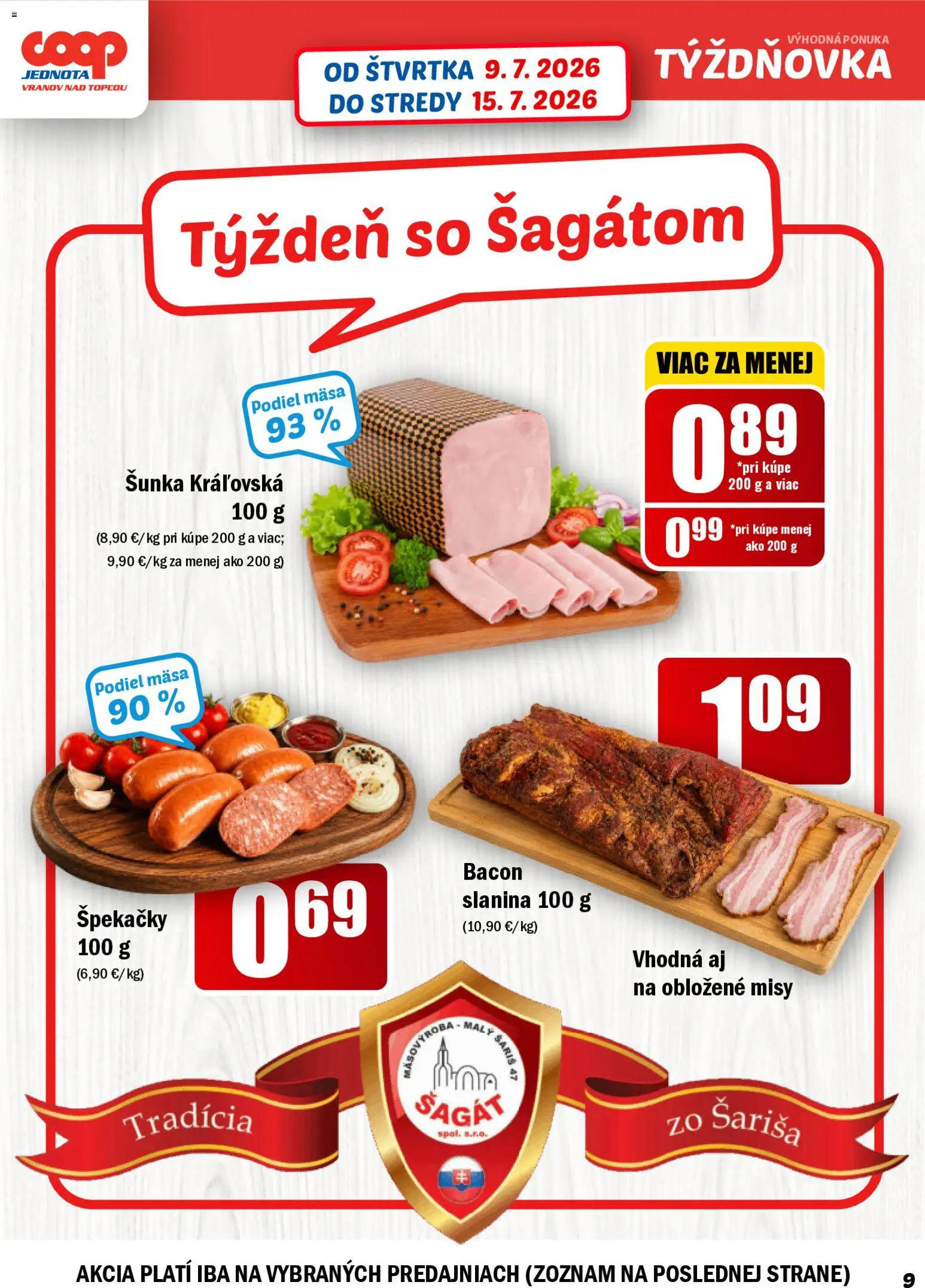 Nové COOP Jednota akcie – leták je platný od 09.07.2026 | Strana: 9