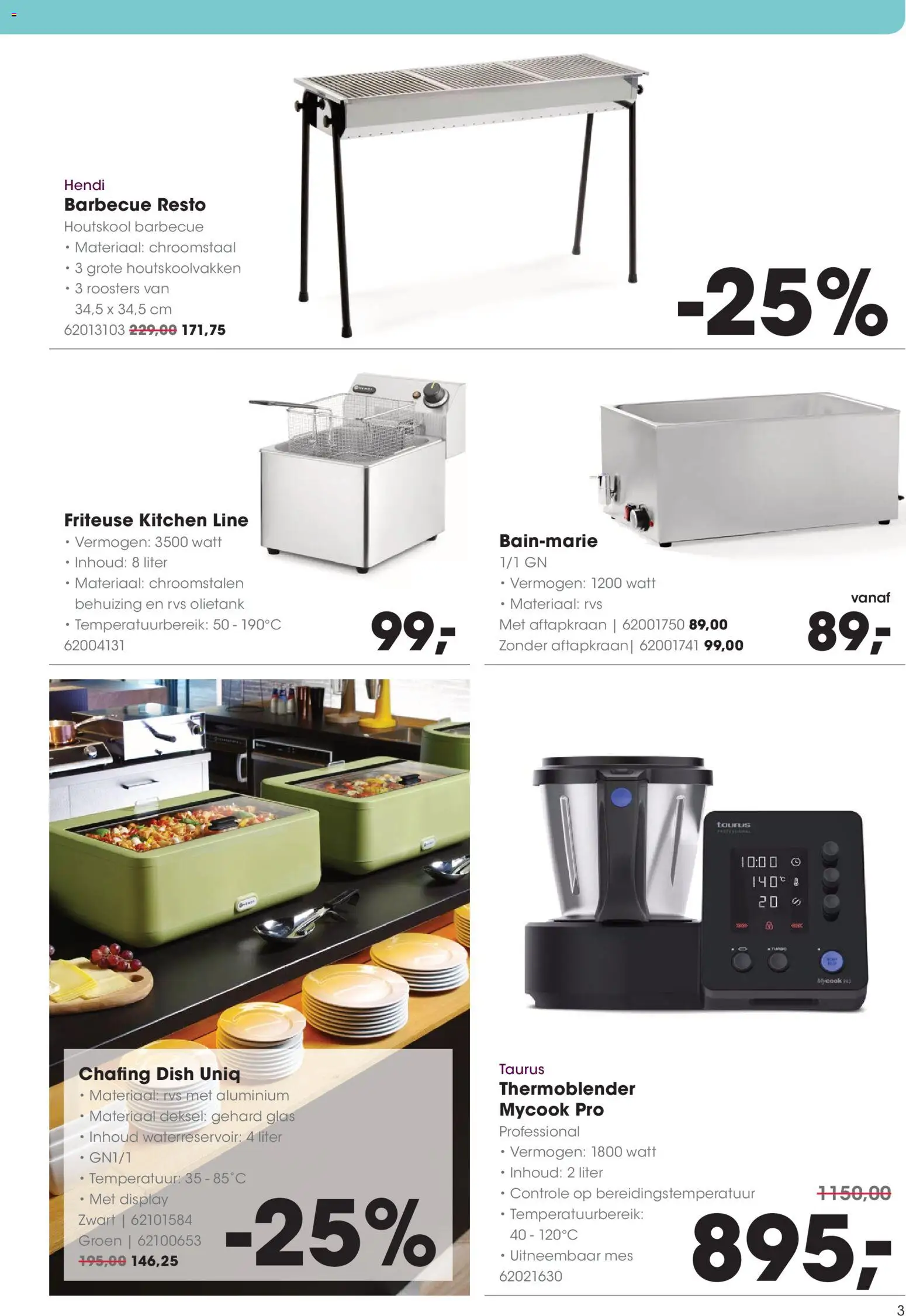 {H1} | Pagina: 3 | Producten: Mes, Behuizing, Friteuse