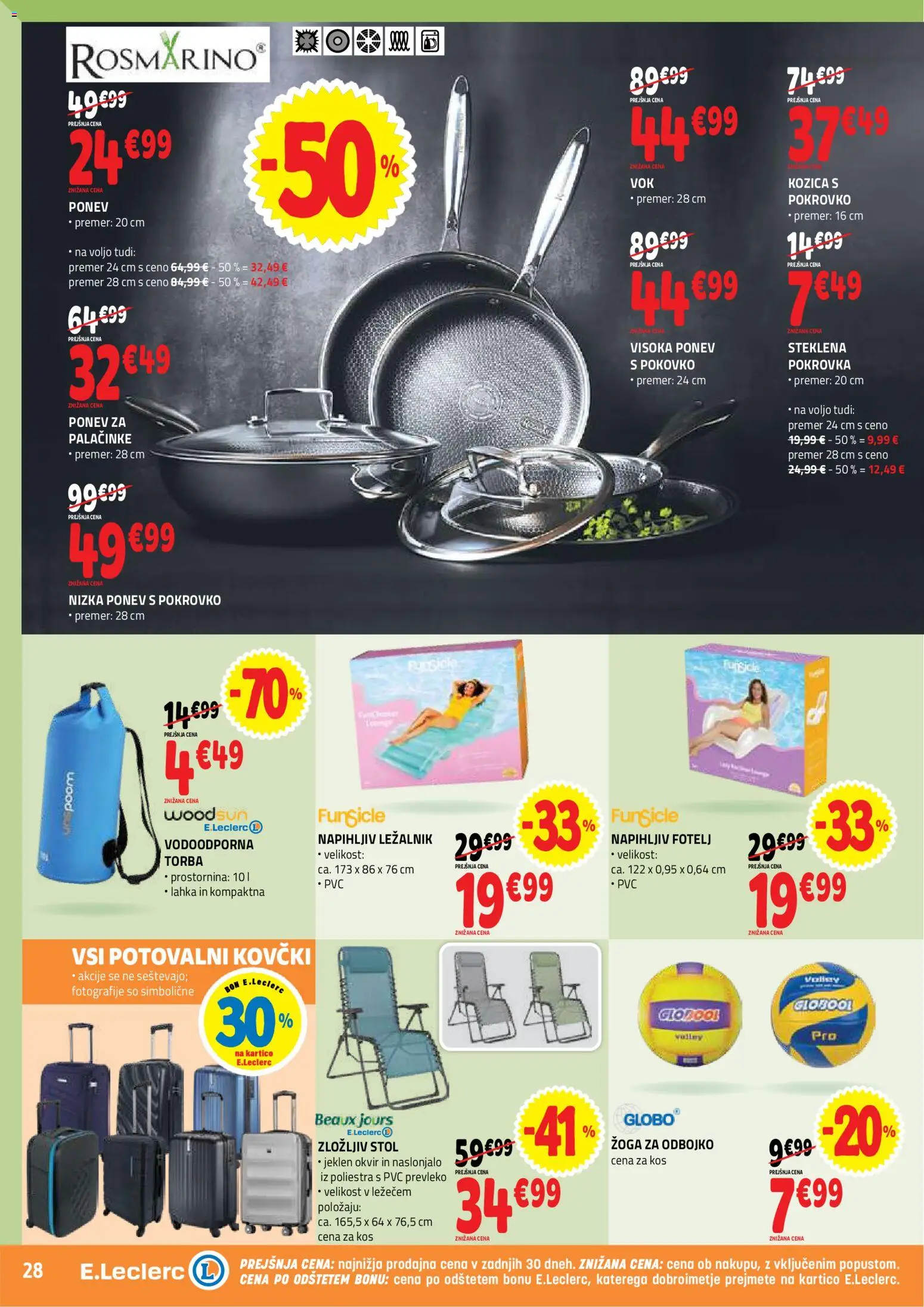 Novi E.leclerc katalog ponudbe – veljaven od 22.07.2026 | Stran: 28 | Izdelki: Torba, Fotelj, Stol, Palačinke