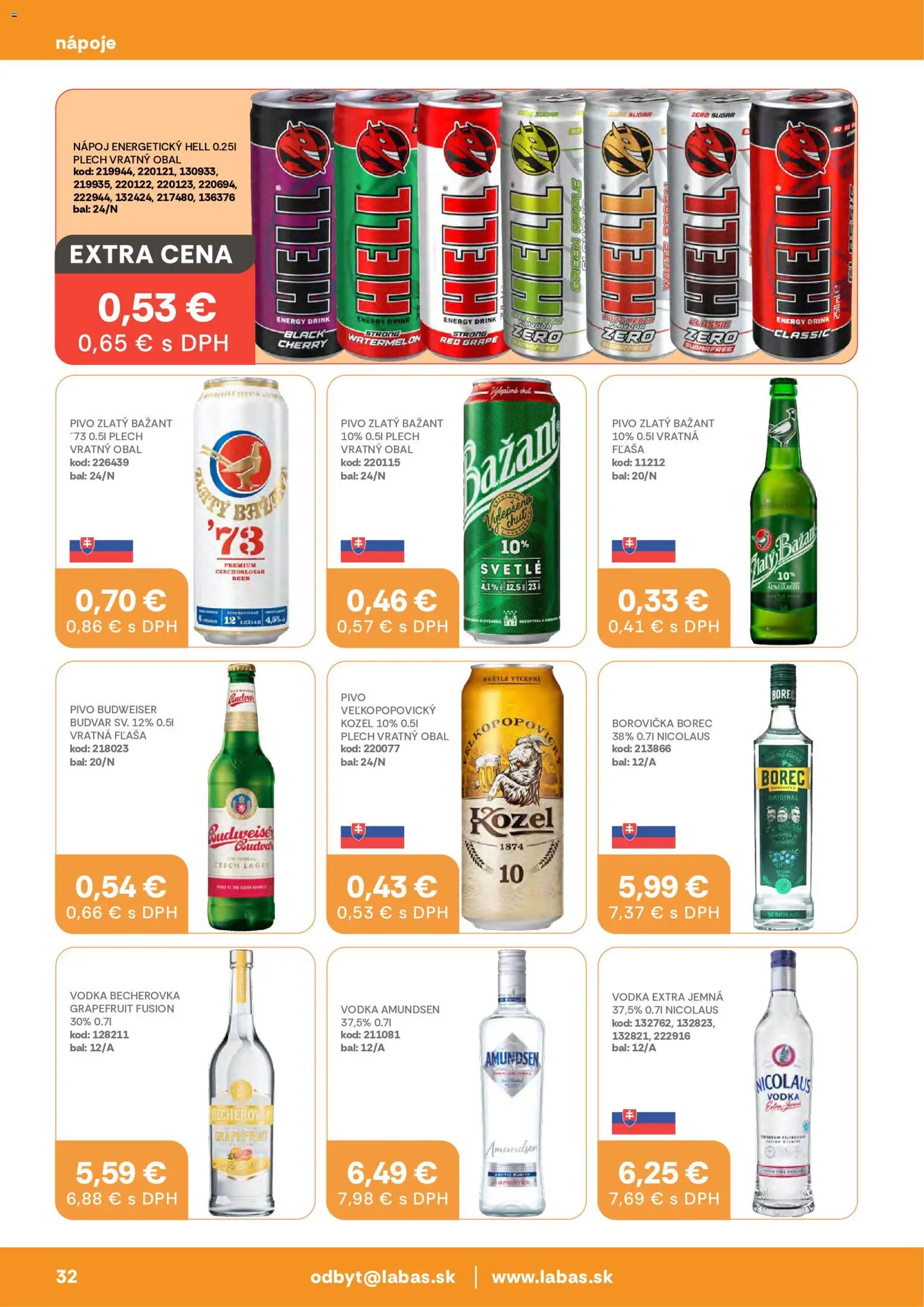 Nové Labaš akcie – leták je platný od 17.07.2026 | Strana: 32 | Produkty: Pivo, Borovička, Apple, Nicolaus vodka