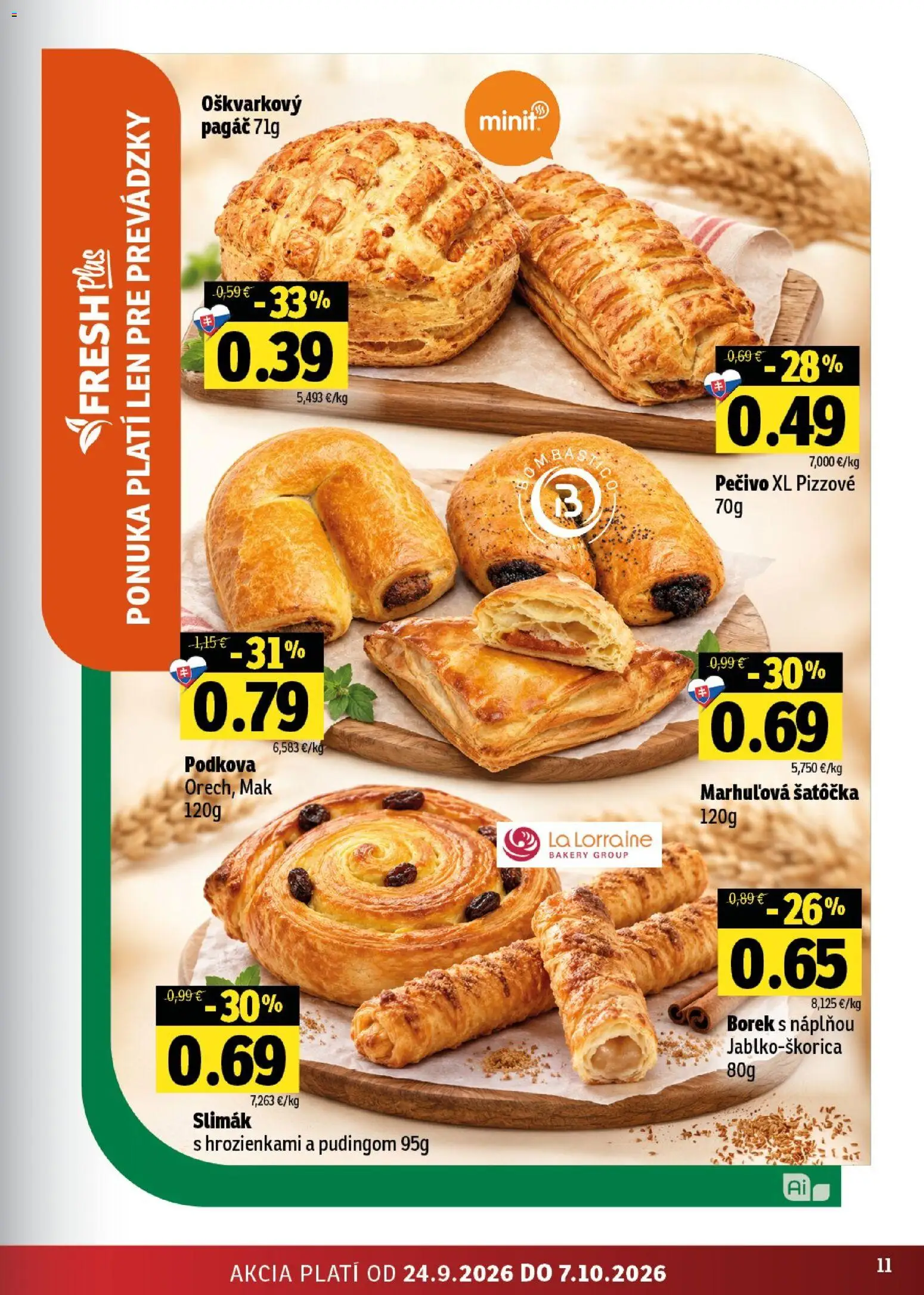 Nové Fresh akcie – leták je platný od 24.09.2026 | Strana: 11 | Produkty: Pečivo, Mak