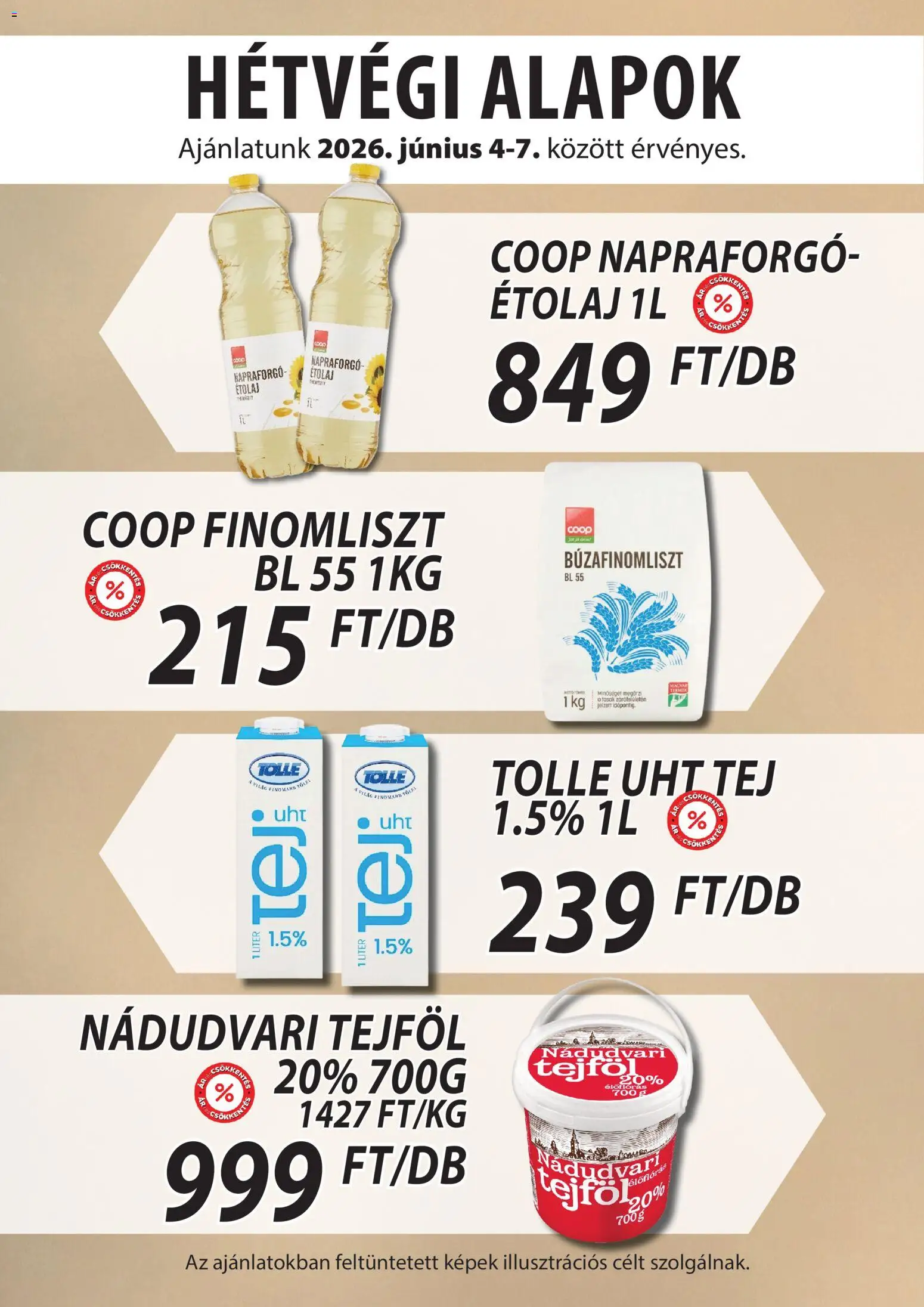 COOP Szolnok akciós ujság - amely érvényes a következő dátumtól: 04.06.2026 | Oldal: 3 | Termékek: Étolaj, Tej, Tejföl