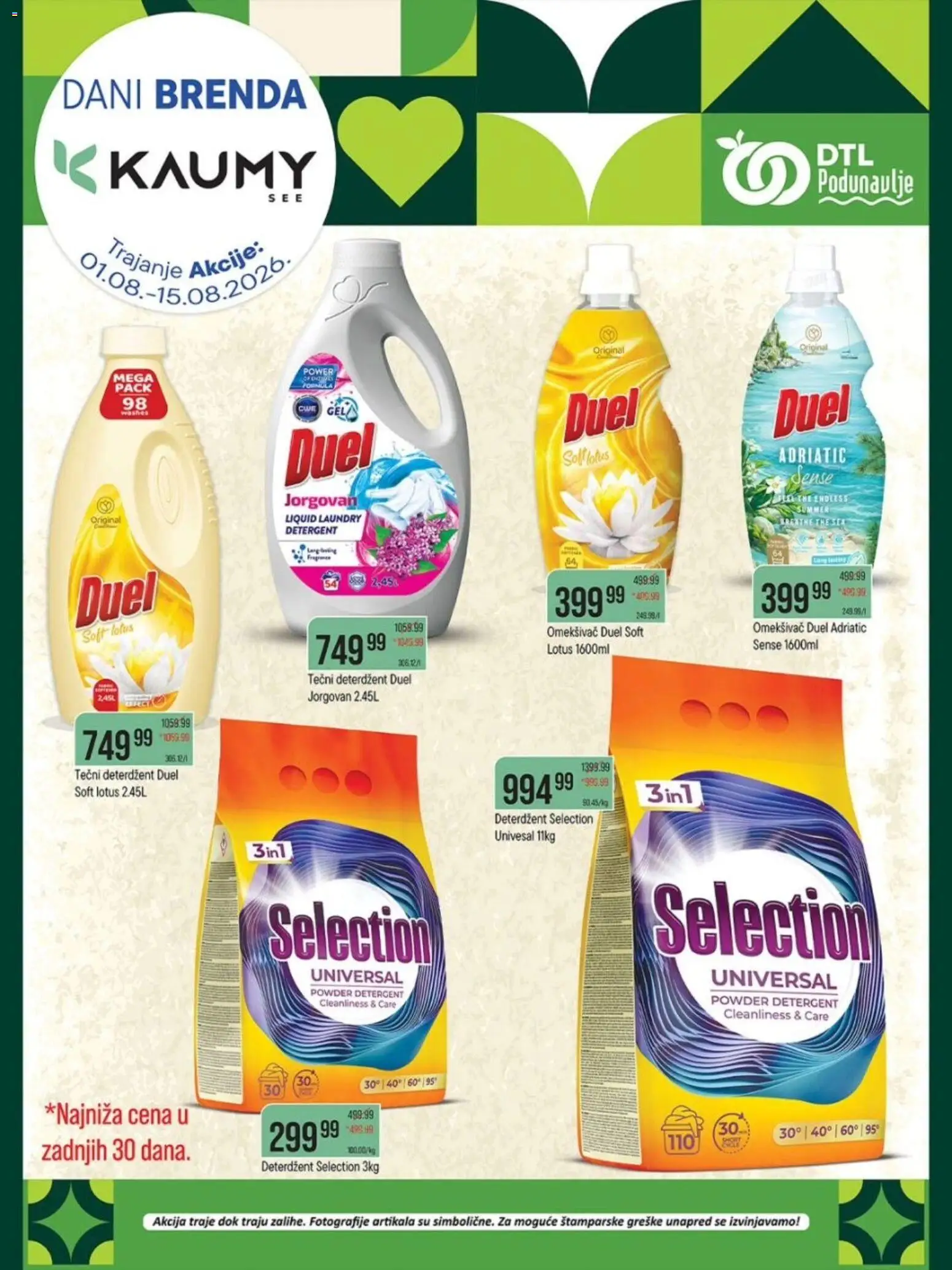 Podunavlje katalog - važi od 01.08.2026 | Strana: 1 | Proizvode: Deterdžent, Tečni deterdžent, Omekšivač, Lotus