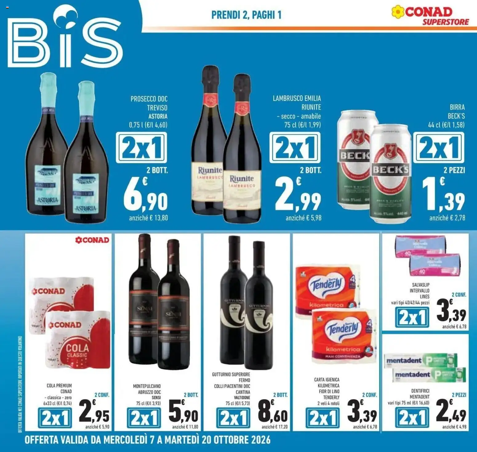 Volantino Conad del 07/10/2026 | Pagina: 16 | Prodotti: Carta igienica, Birra, Salvaslip, Lambrusco