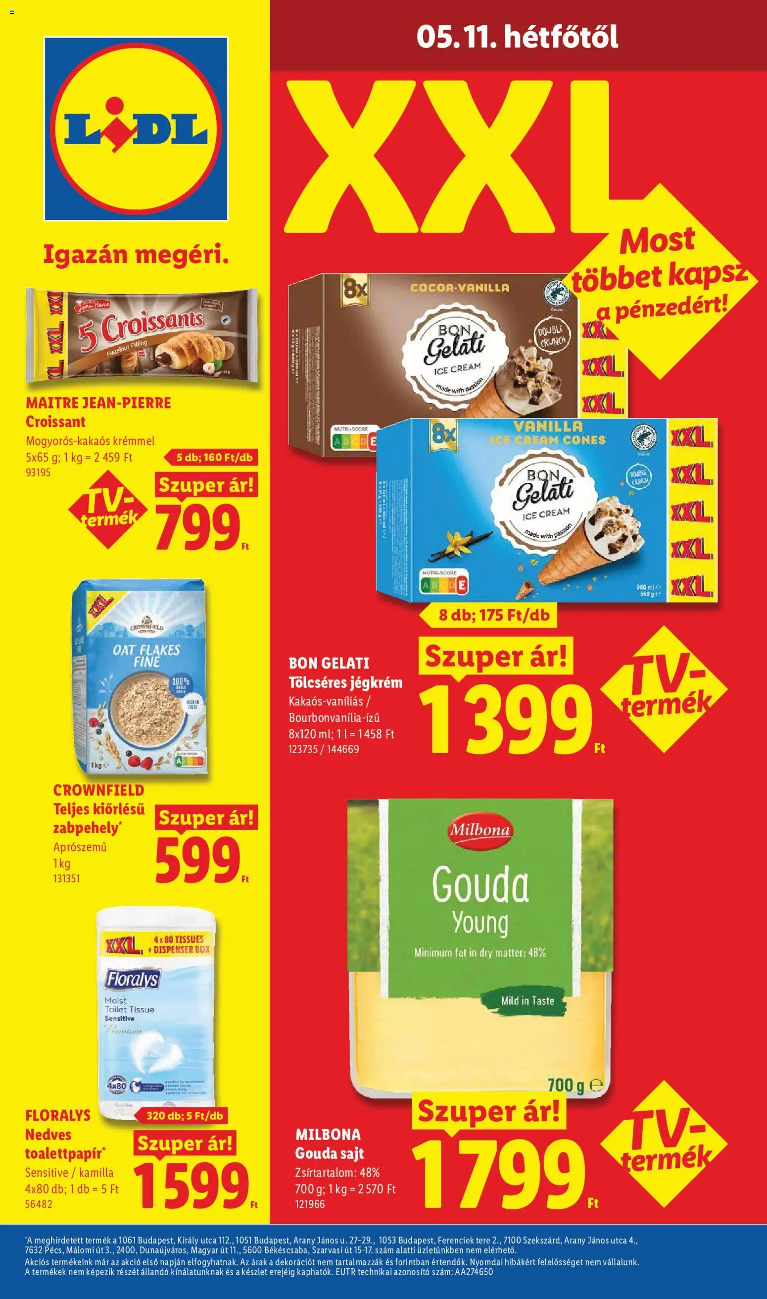 Lidl akciós ujság - amely érvényes a következő dátumtól: 07.05.2026 | Oldal: 76 | Termékek: Croissant, Gouda, Sajt, Jégkrém