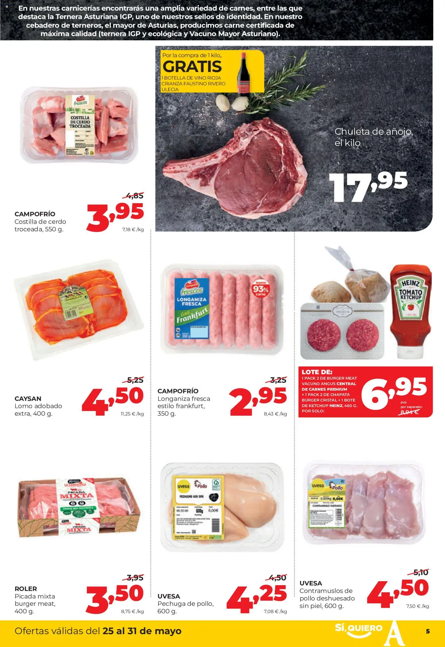 Alimerka folleto Castilla y León │ válido desde el 25.05.2026 | Página: 5 | Productos: Vino, Cerdo, Longaniza, Costilla de cerdo