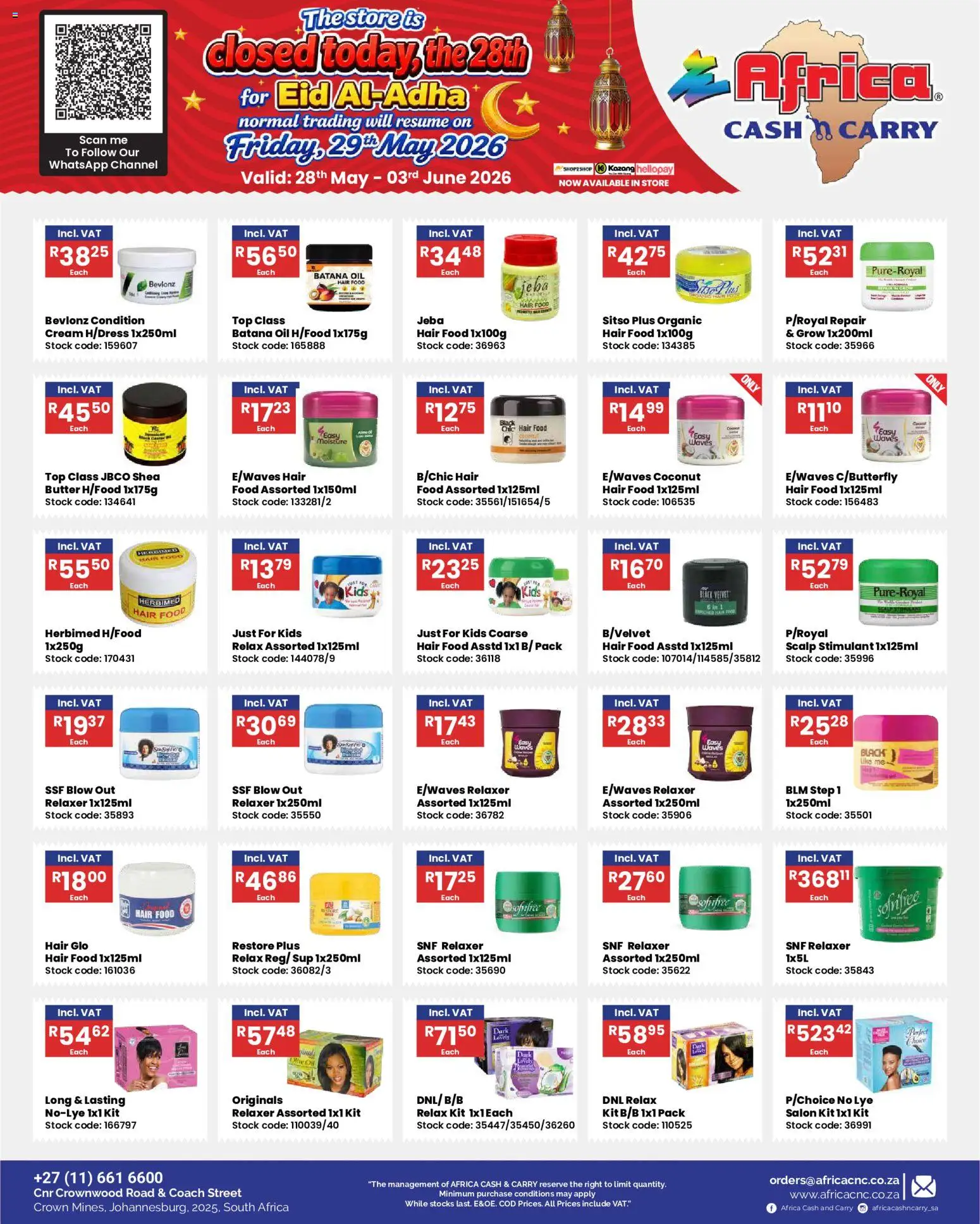 New Africa Cash & Carry catalogue – valid from 28.05.2026 | Page: 4 | Products: Butter, Oil, Cream, Stock