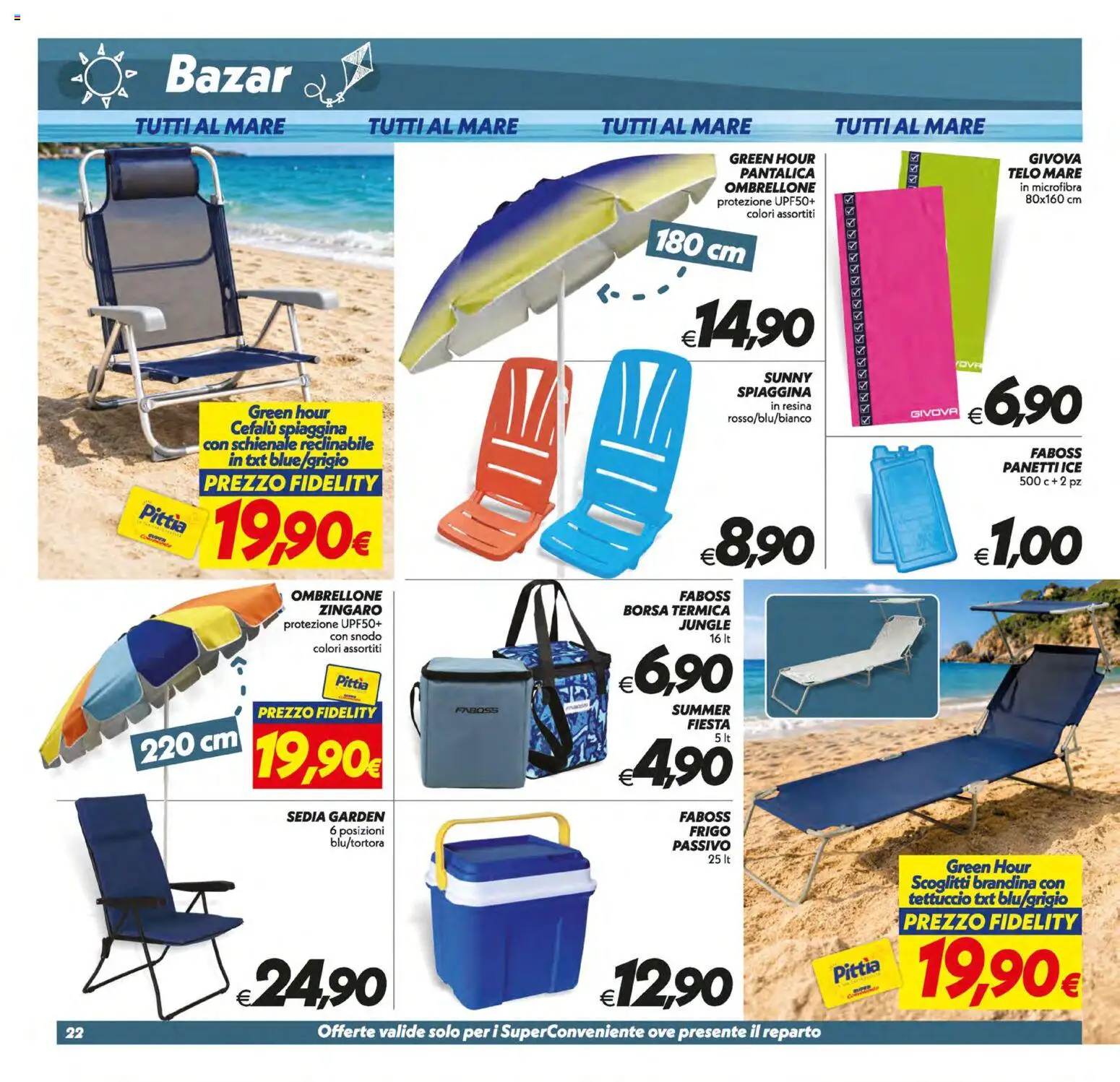 Volantino SuperConveniente del 21/07/2026 | Pagina: 22 | Prodotti: Ombrellone, Borsa termica, Borsa, Sedia