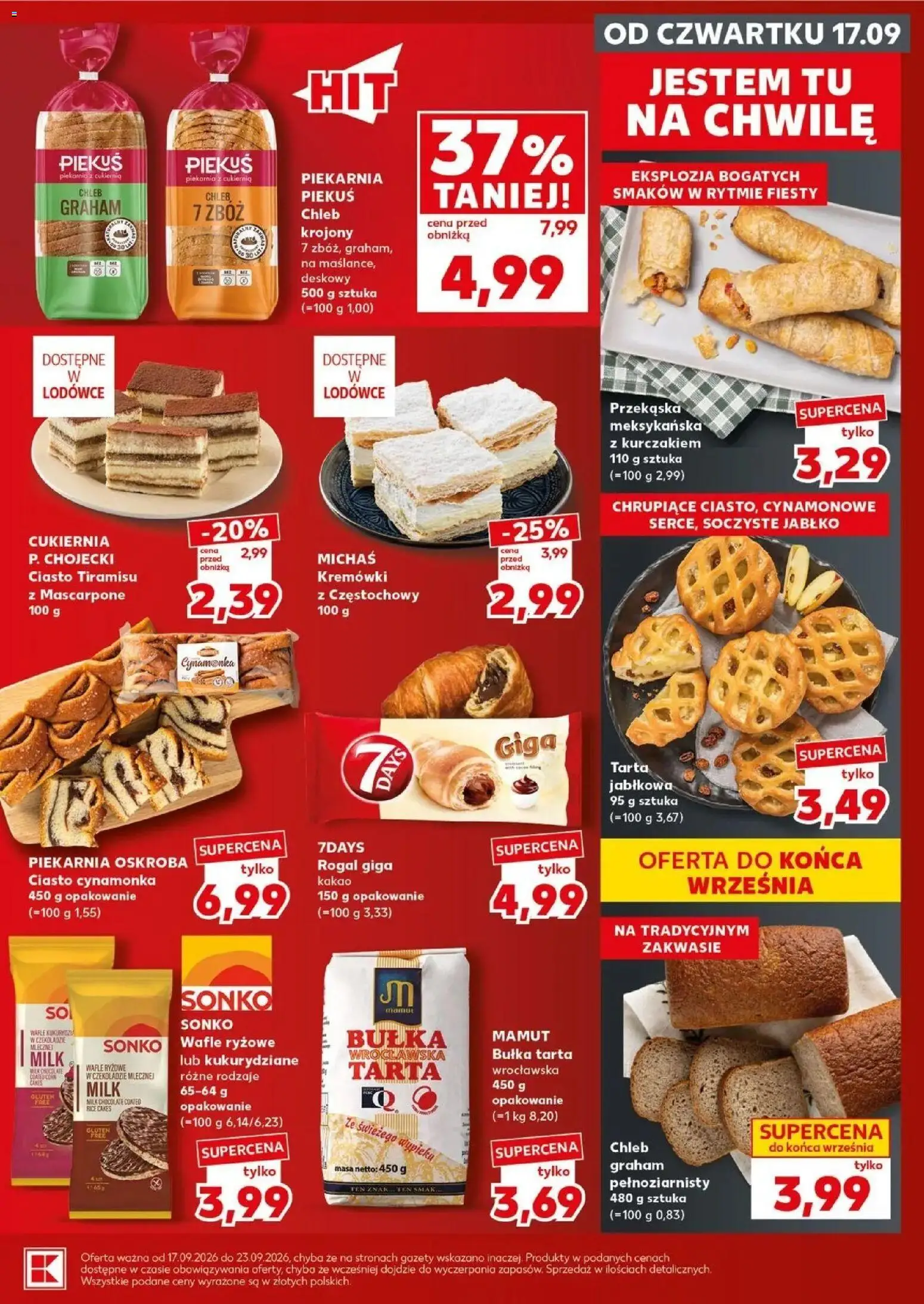 Kaufland gazetka - Super sobota od 19.09.2026 - od jutra PDF | Strona: 13 | Produkty: Wafle ryżowe, Tiramisu, Bułka, Mascarpone