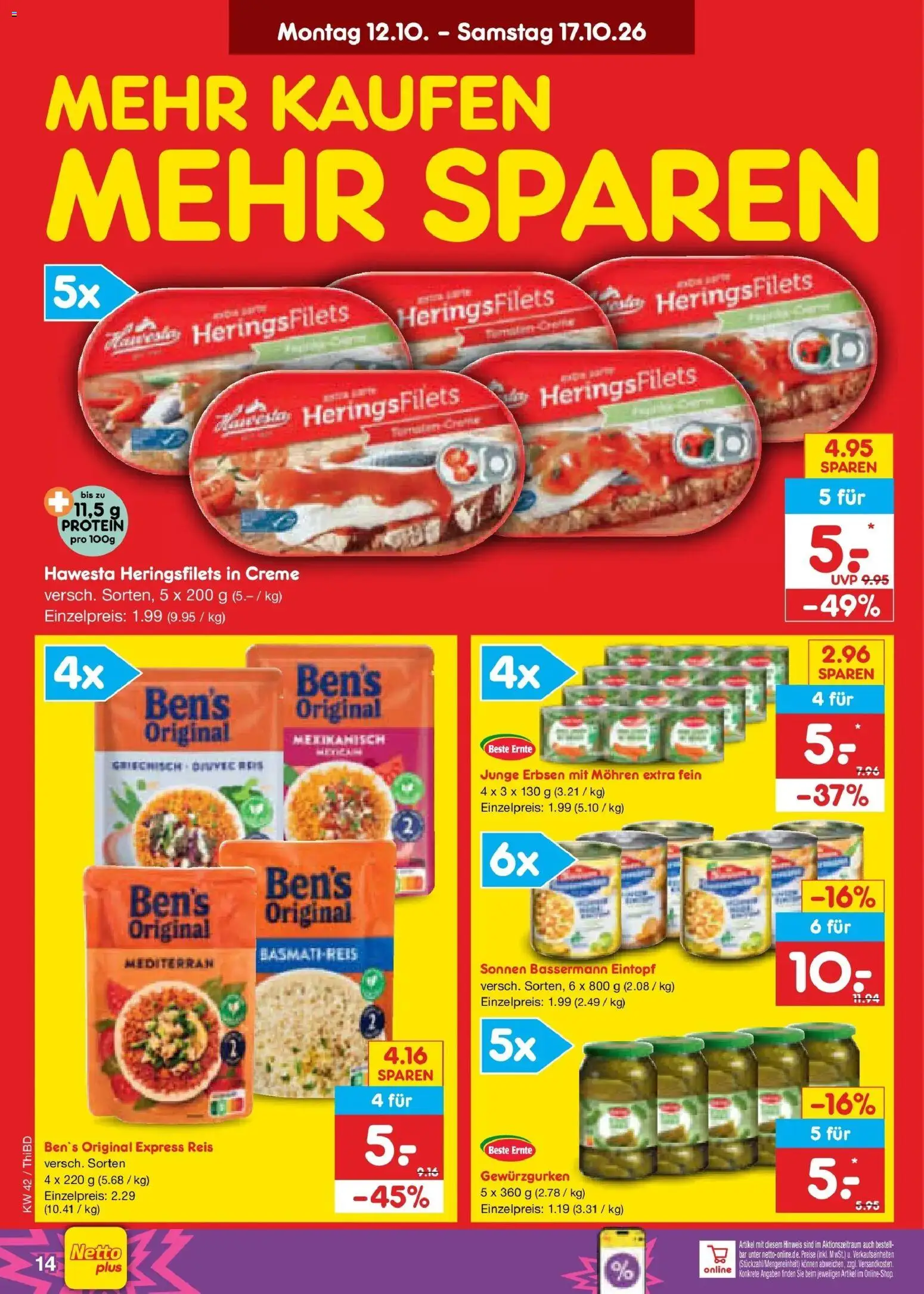 Netto Marken-Discount Prospekt Thiendorf – gültig ab 12.10.2026 | Seite: 16 | Produkte: Basmatireis, Creme, Mohren, Erbsen