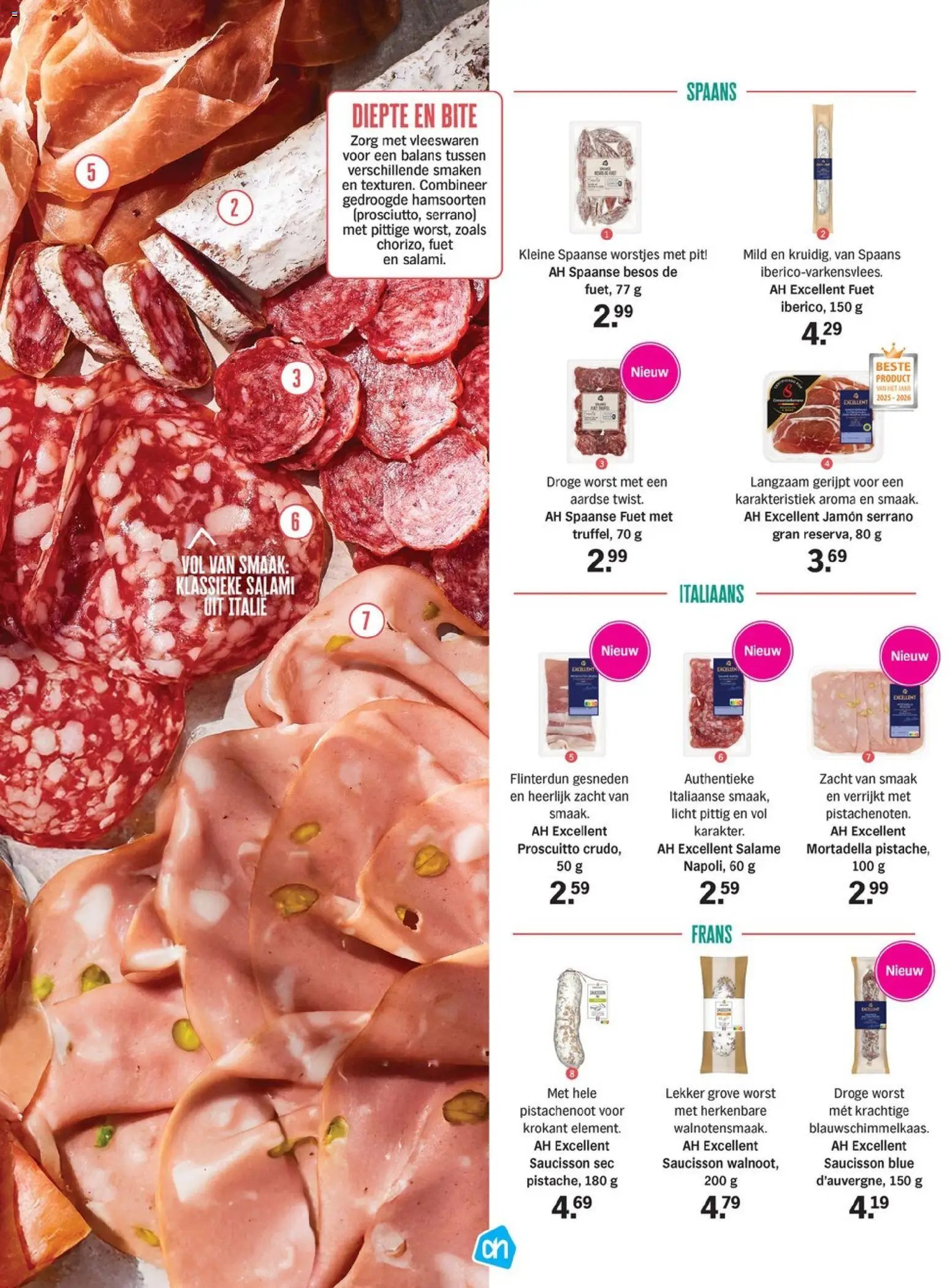 {H1} | Pagina: 13 | Producten: Jamón Serrano, Vleeswaren, Worstjes, Mortadella