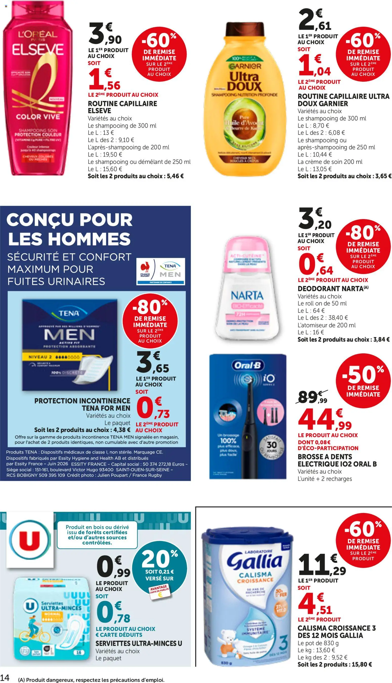 {H1} | Page: 14 | Produits: Hygiène, Beurre, Serviettes, Crème
