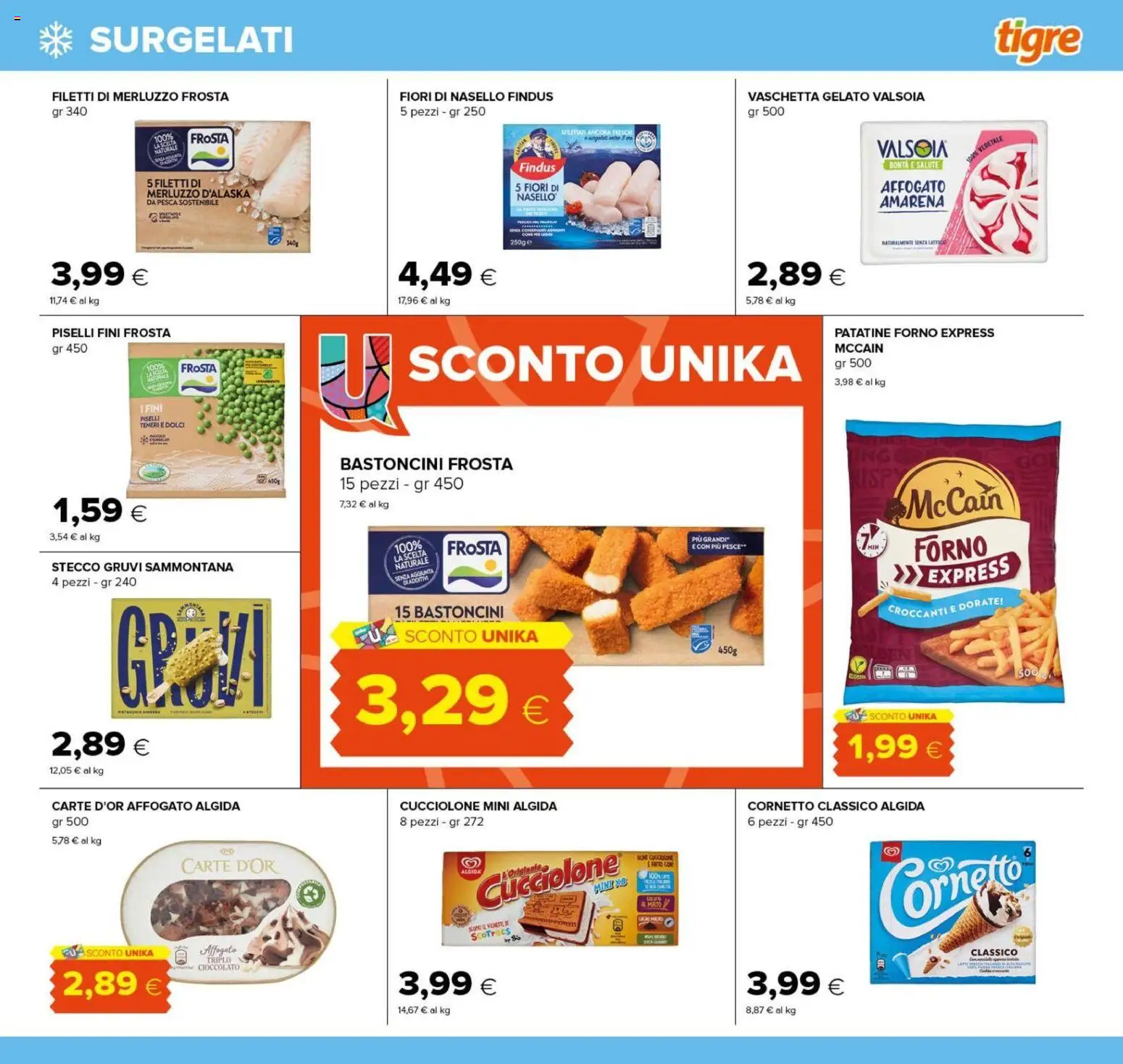Volantino Tigre del 02/09/2026 | Pagina: 9 | Prodotti: Merluzzo d’Alaska, Pesce, Patatine, Amarena