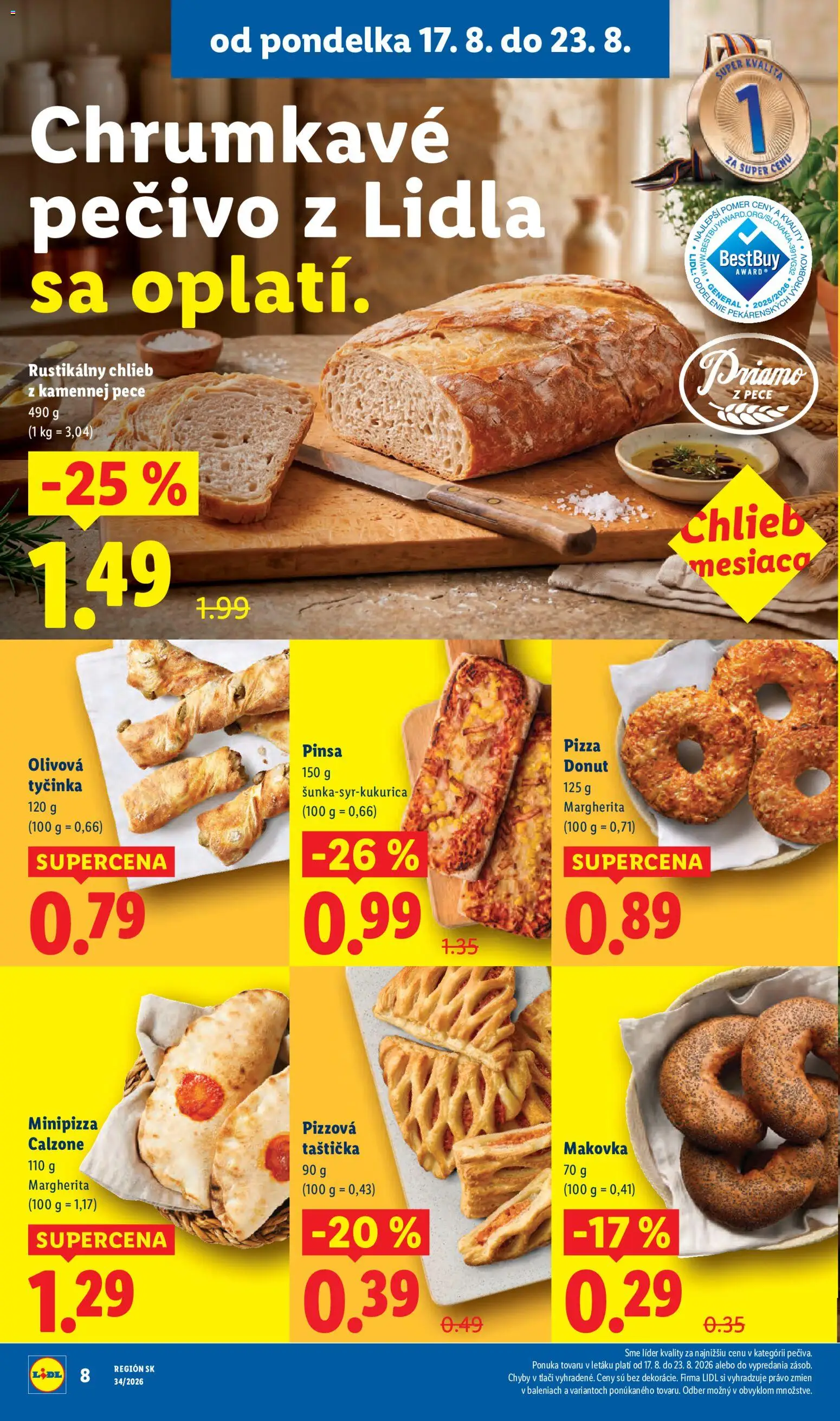 Nové Lidl akcie – leták je platný od 17.08.2026 | Strana: 12 | Produkty: Chlieb, Donut, Makovka, Pečivo
