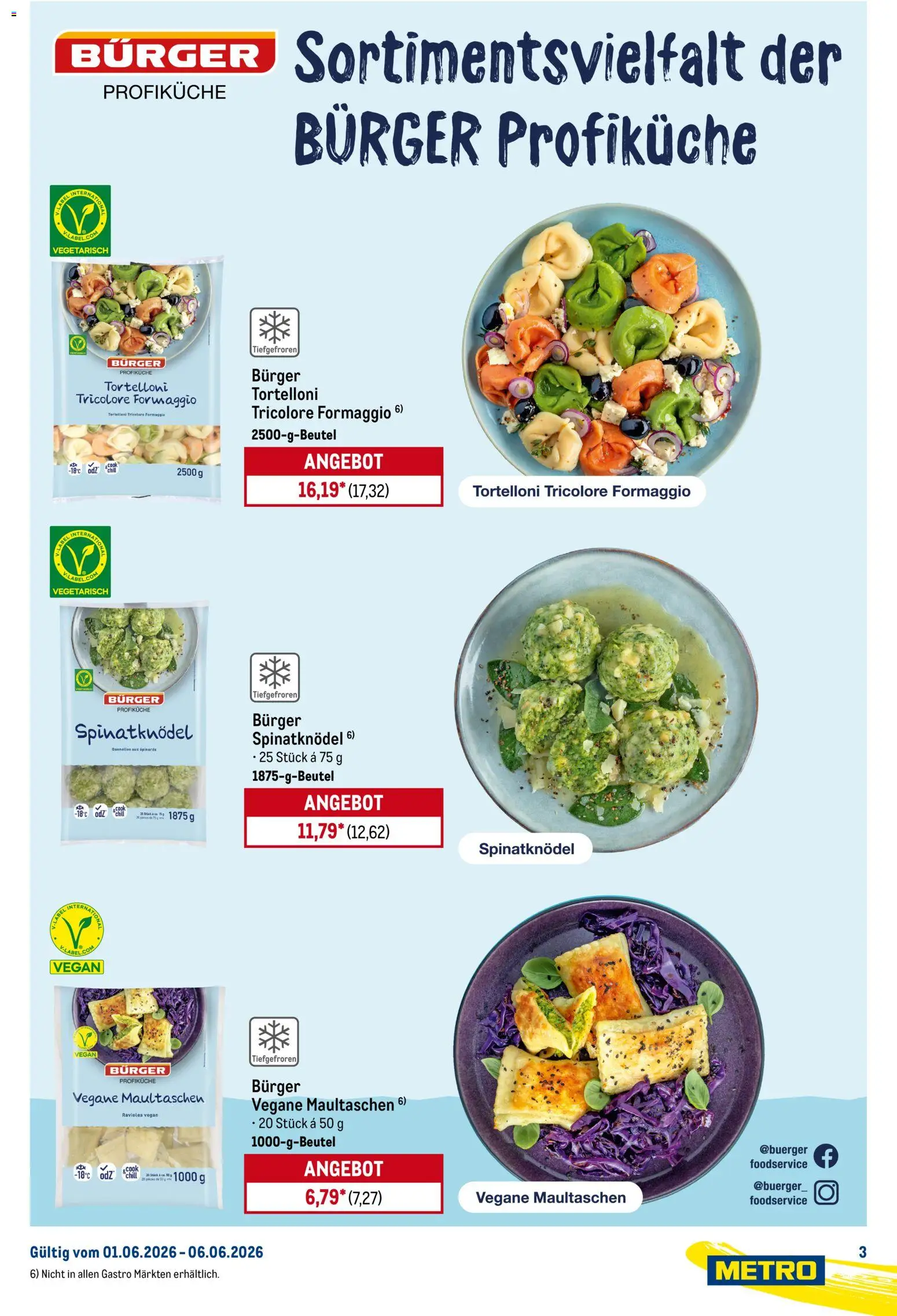 Metro Marken für Profis – gültig ab 01.06.2026 | Seite: 3 | Produkte: Burger, Maultaschen