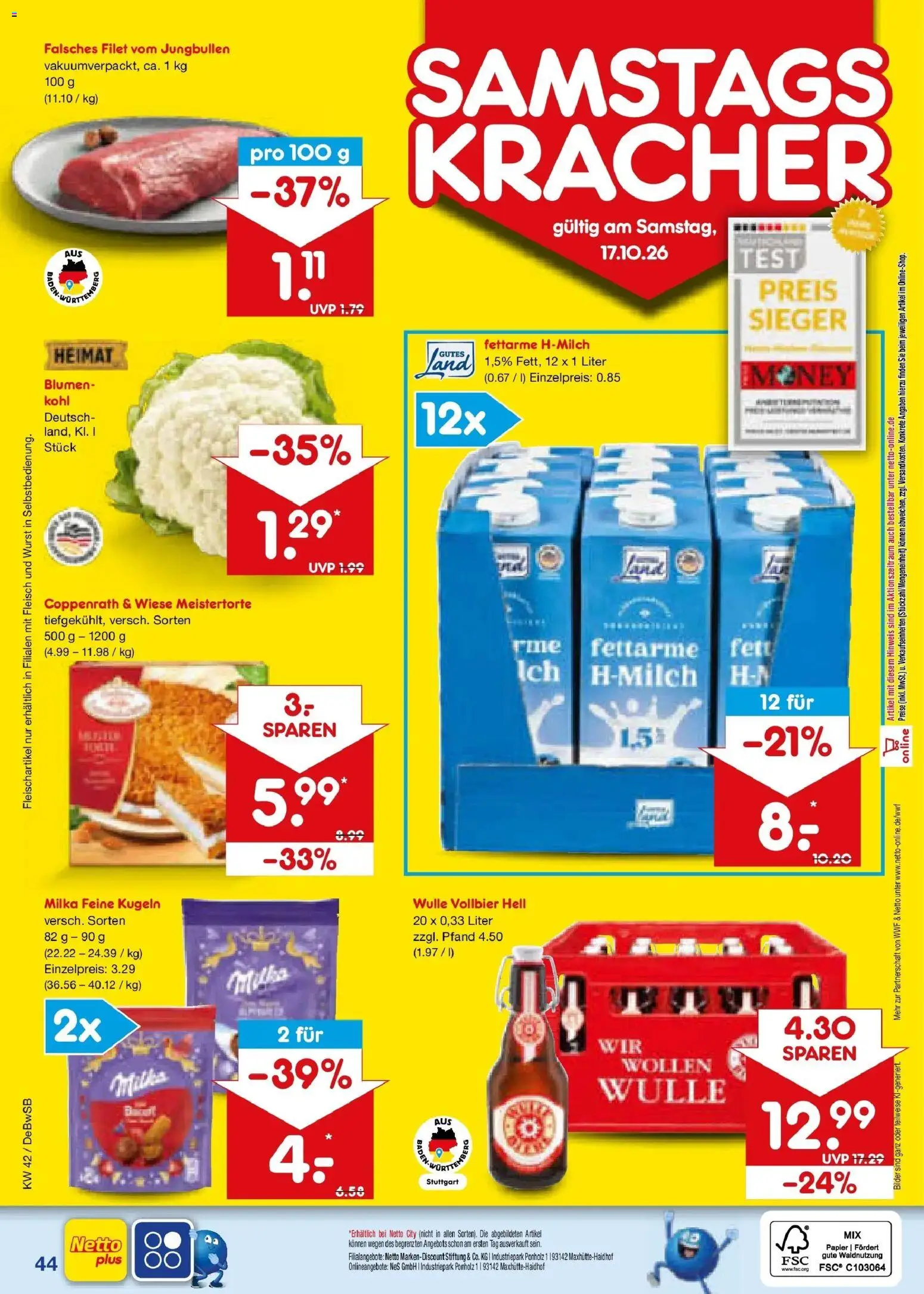 Netto Marken-Discount Prospekt Waiblingen-Bittenfeld (ab 12.10.2026) » Angebote | Seite: 60 | Produkte: Blumen, Milka, Bilder, Wurst