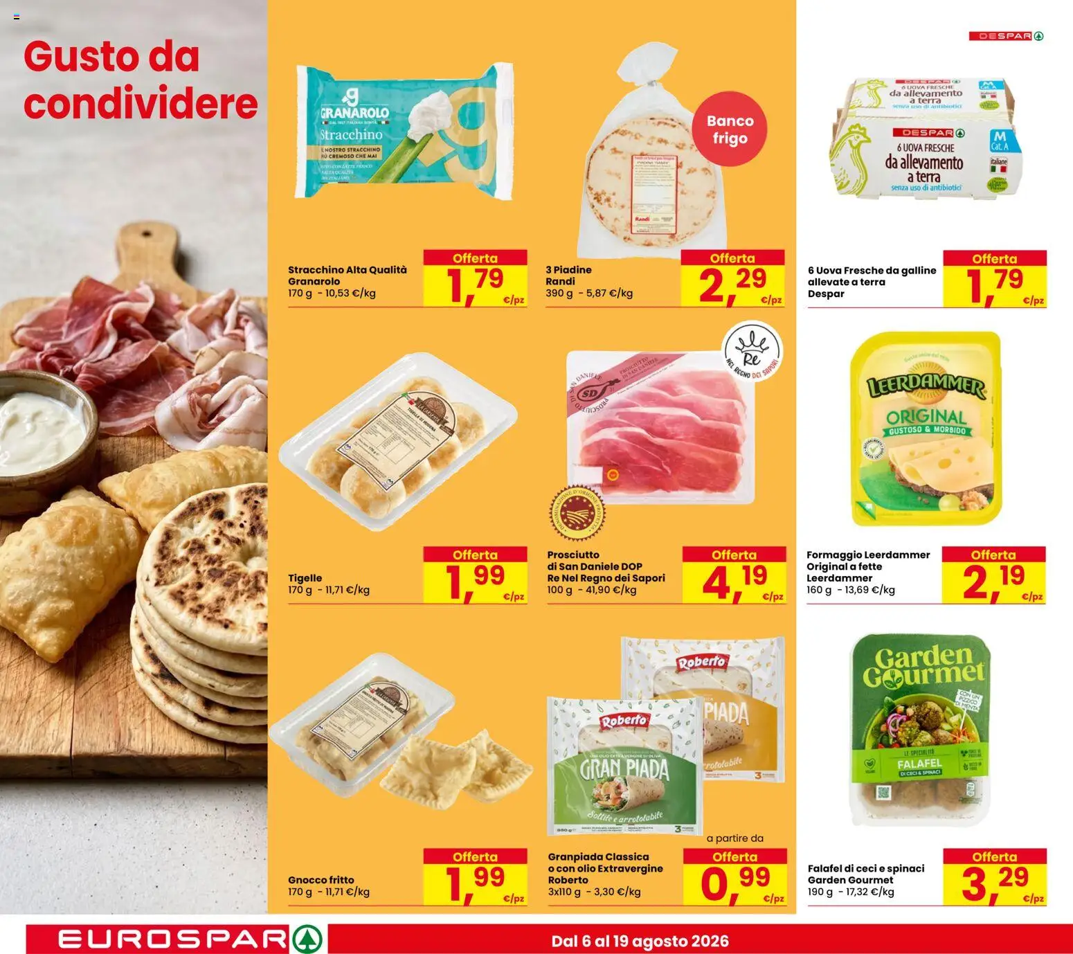 Volantino Eurospar del 06/08/2026 | Pagina: 8 | Prodotti: Uova, Olio, Prosciutto, Falafel