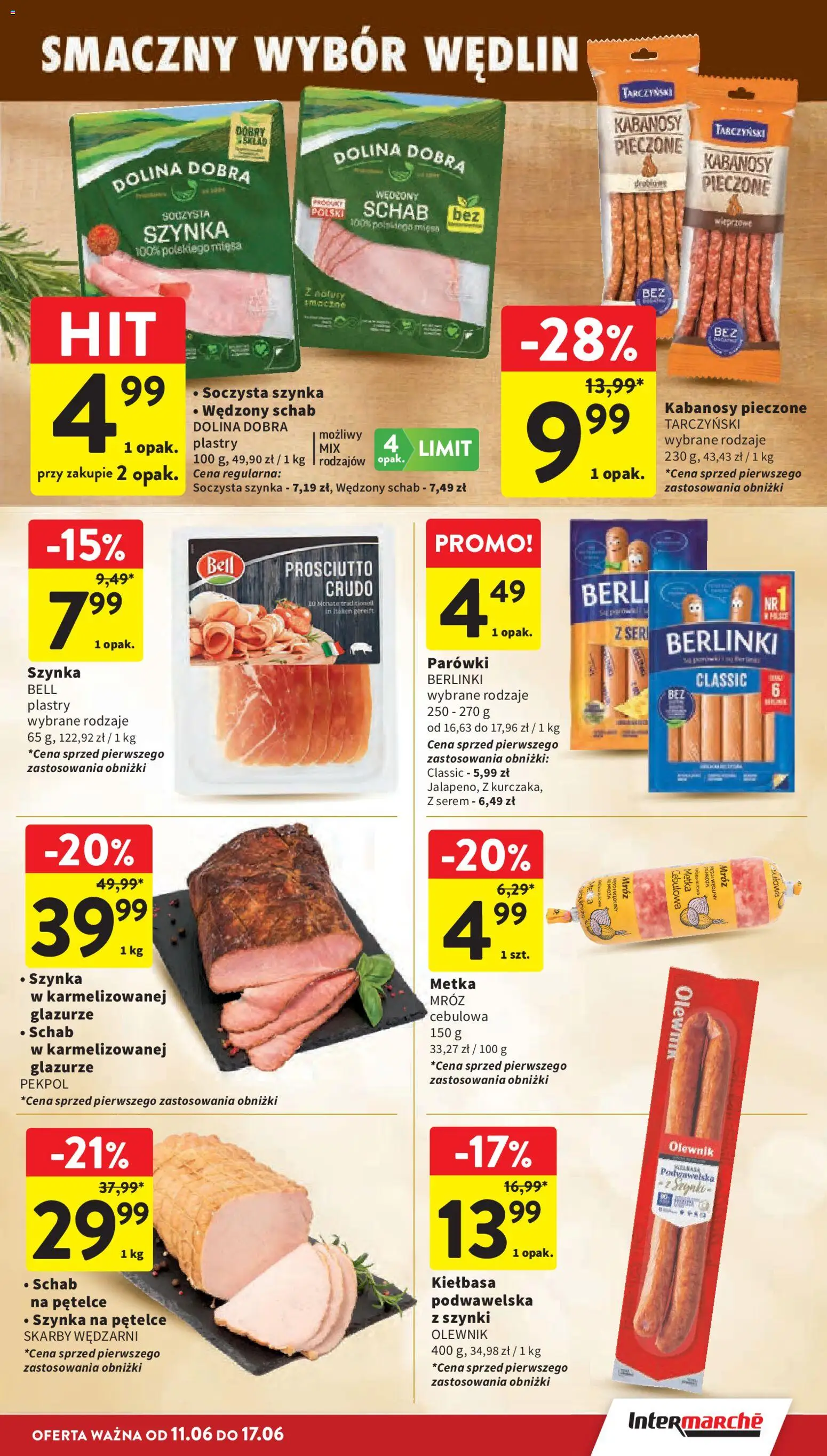 Intermarche gazetka od 11.06.2026 | Strona: 25 | Produkty: Schab, Kabanosy, Parówki, Metka cebulowa