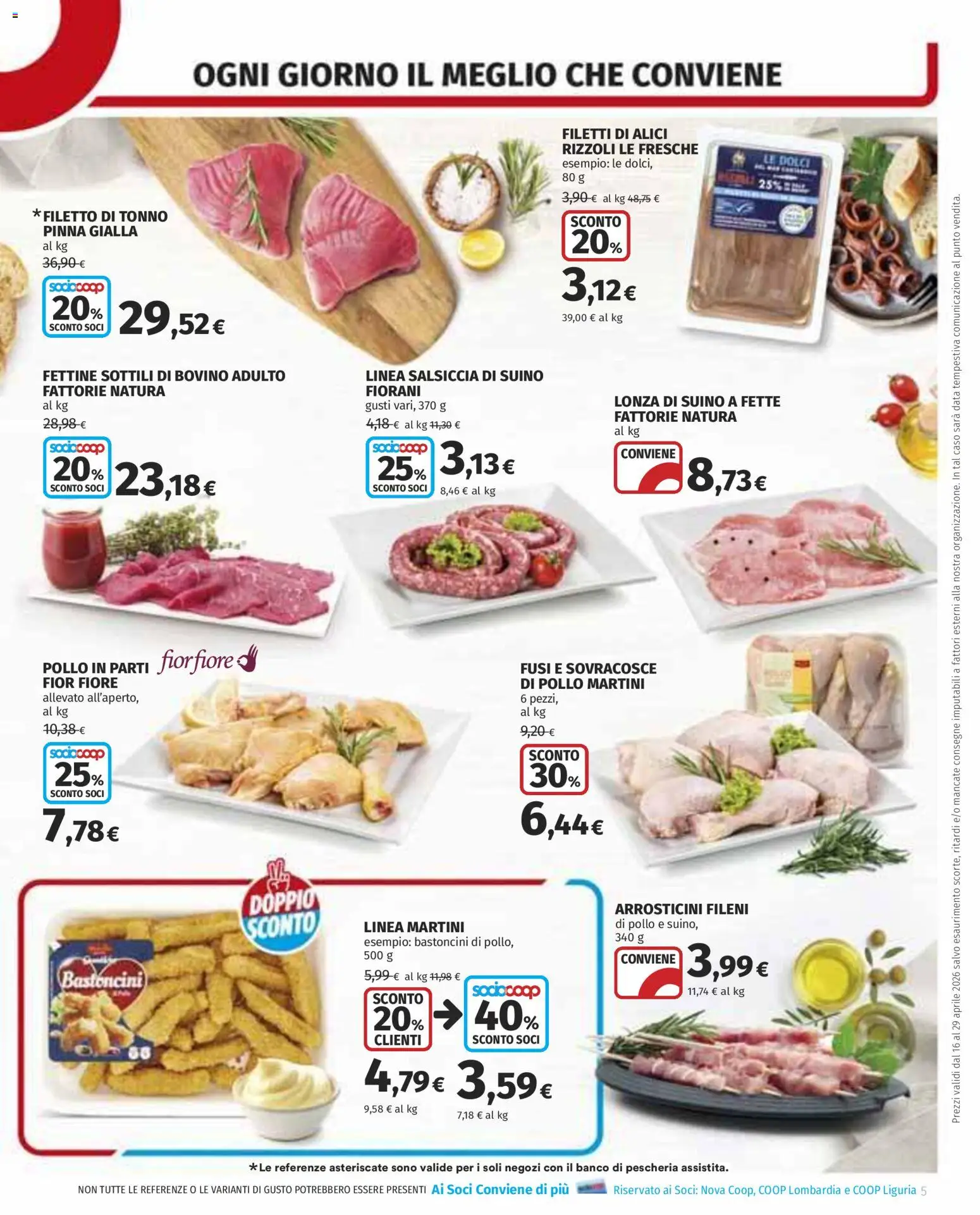 Volantino COOP del 16.04.2026 | Pagina: 5 | Prodotti: Bovino, Pollo, Data, Alici