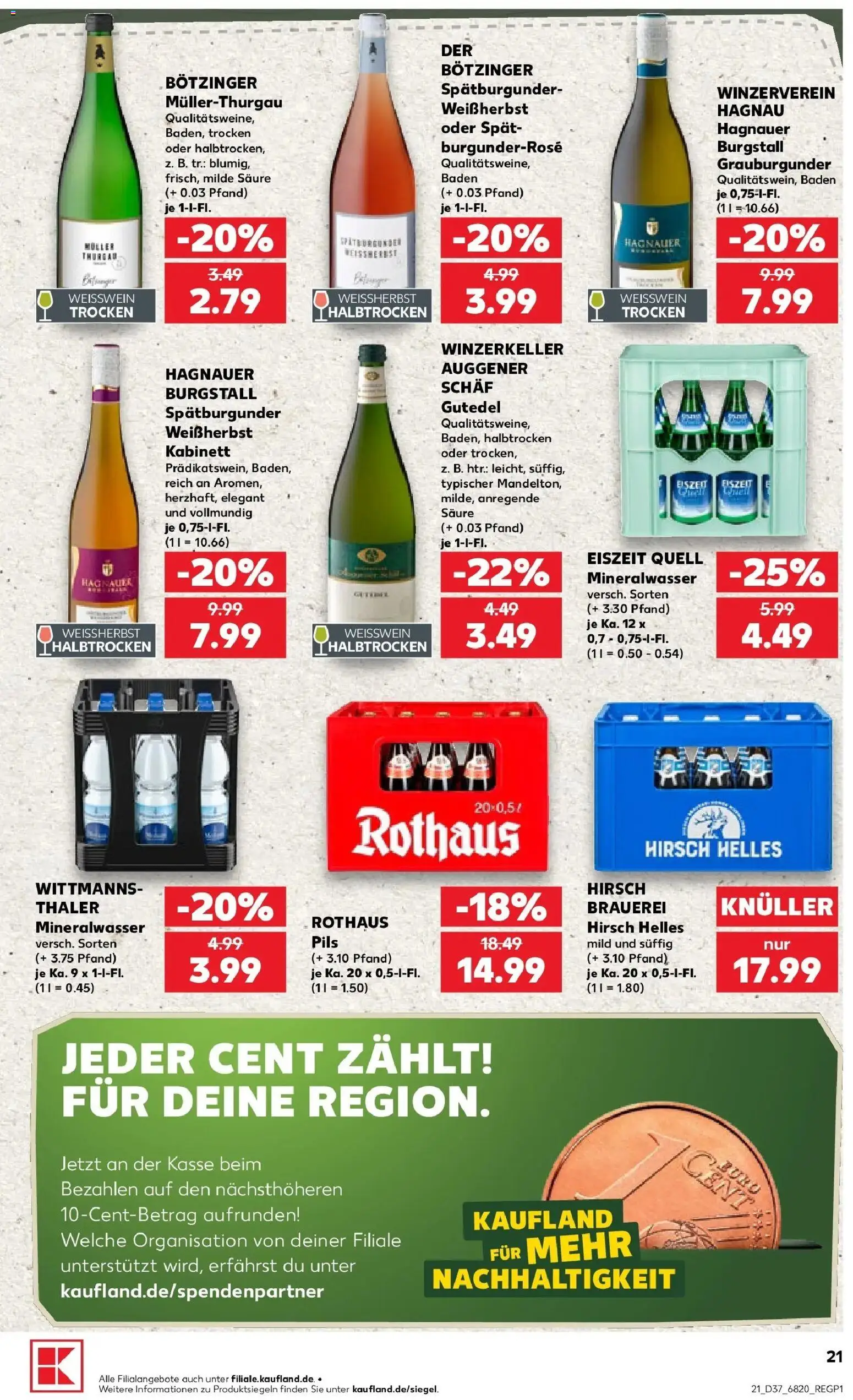 Kaufland Prospekt Überlingen – gültig ab 10.09.2026 | Seite: 21 | Produkte: Weißwein, Pils, Mineralwasser