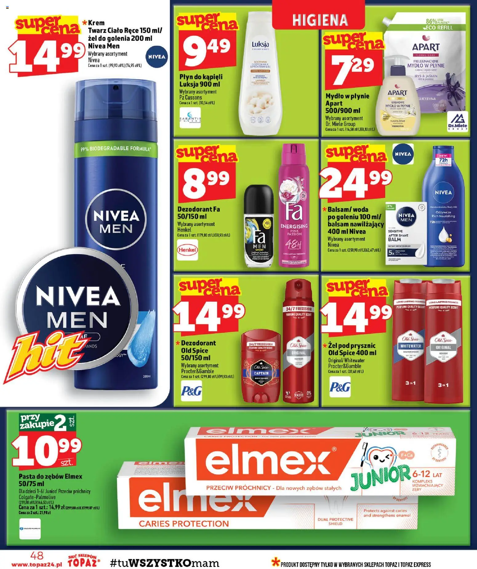 Topaz gazetka - MAZ od 22.10.2026 | Strona: 48 | Produkty: Mydło w płynie, Body, Krem, Old spice
