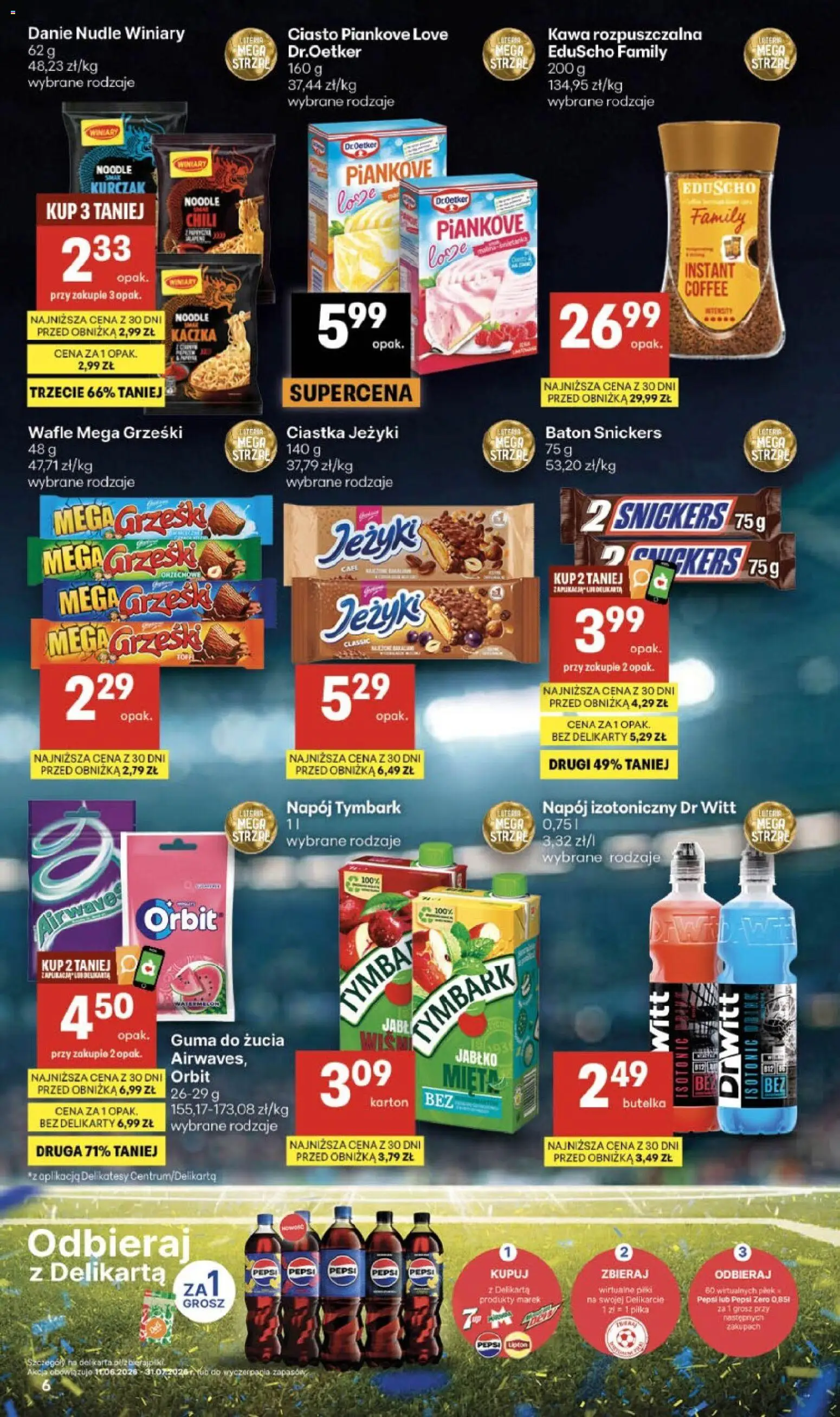 Delikatesy Centrum gazetka - Sklepy Własne od 16.07.2026 | Strona: 6 | Produkty: Karta, Kawa rozpuszczalna, Delikatesy, Guma do żucia
