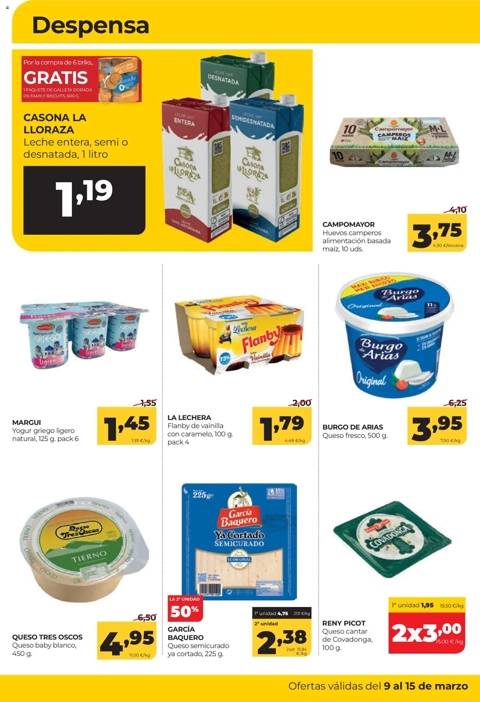Alimerka folleto Asturias │ válido desde el 09.03.2026 | Página: 10 | Productos: Leche, Queso, Yogur, Huevos