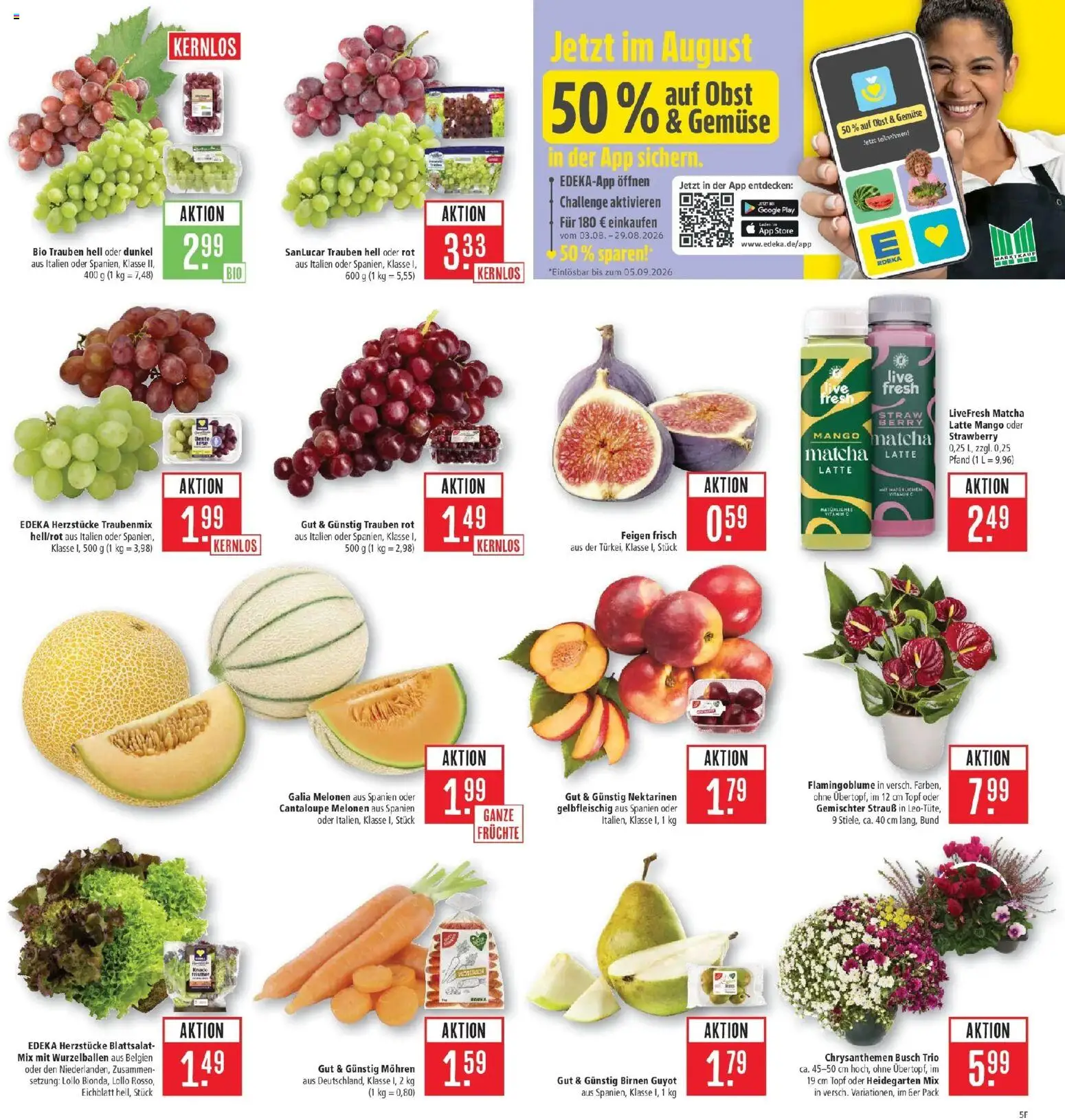 Marktkauf Prospekt Aschaffenburg (ab 24.08.2026) » Angebote online | Seite: 5 | Produkte: Trauben, Gemüse, Mango, Feigen